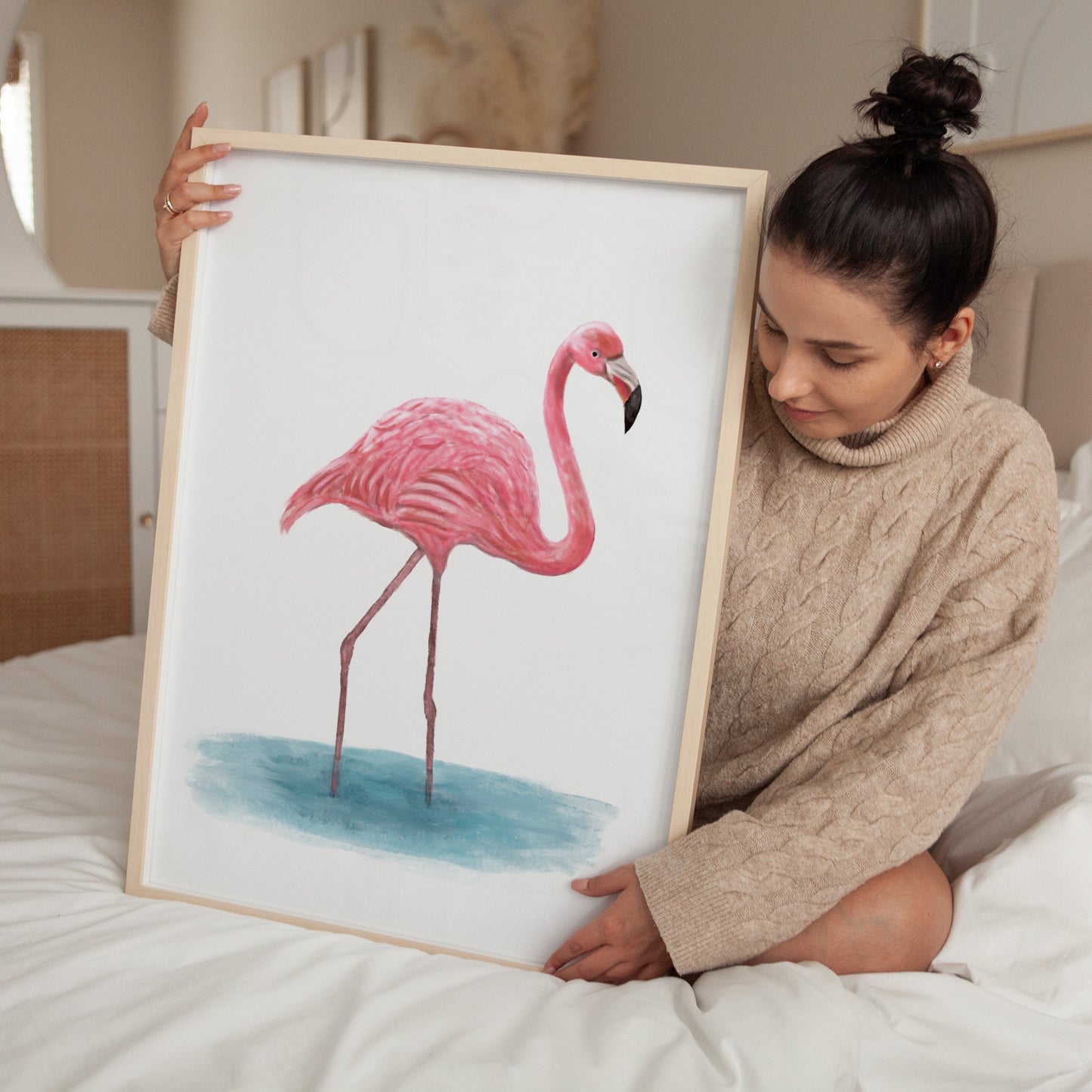 Pink Flamingo Art Print – Graceful Tropical Bird Decor