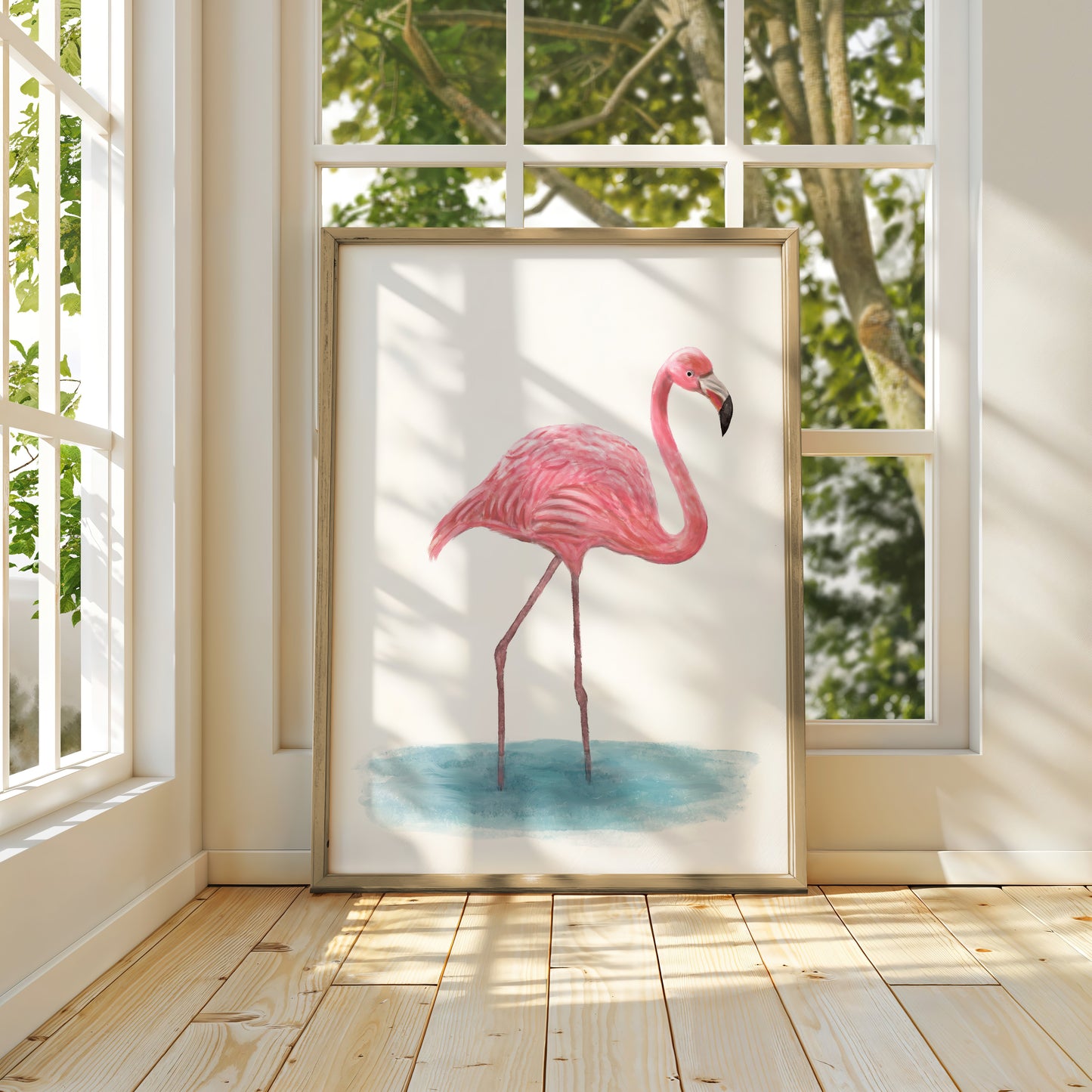 Pink Flamingo Art Print – Graceful Tropical Bird Decor