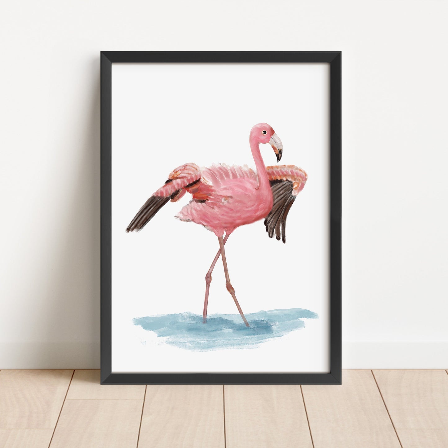 Pink Flamingo Art Print – Elegant Water Bird Decor for Tropical Lovers