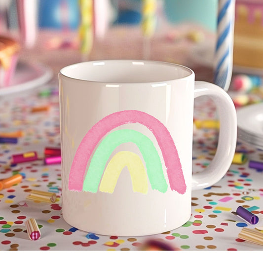 Adorable Pastel Rainbow Mug - MerikaArt