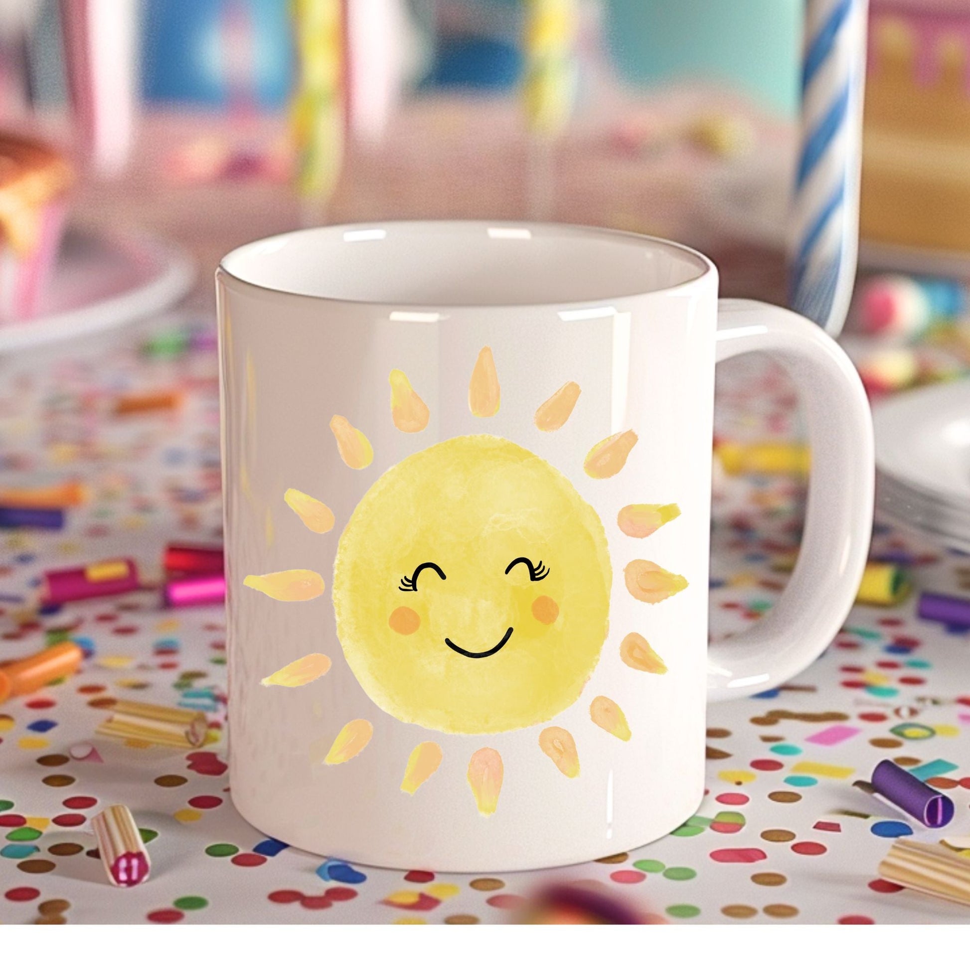 Adorable Smiling Sun Mug - MerikaArt