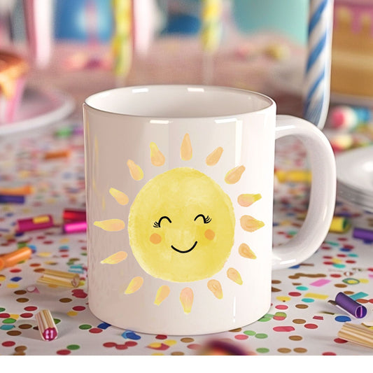 Adorable Smiling Sun Mug - MerikaArt