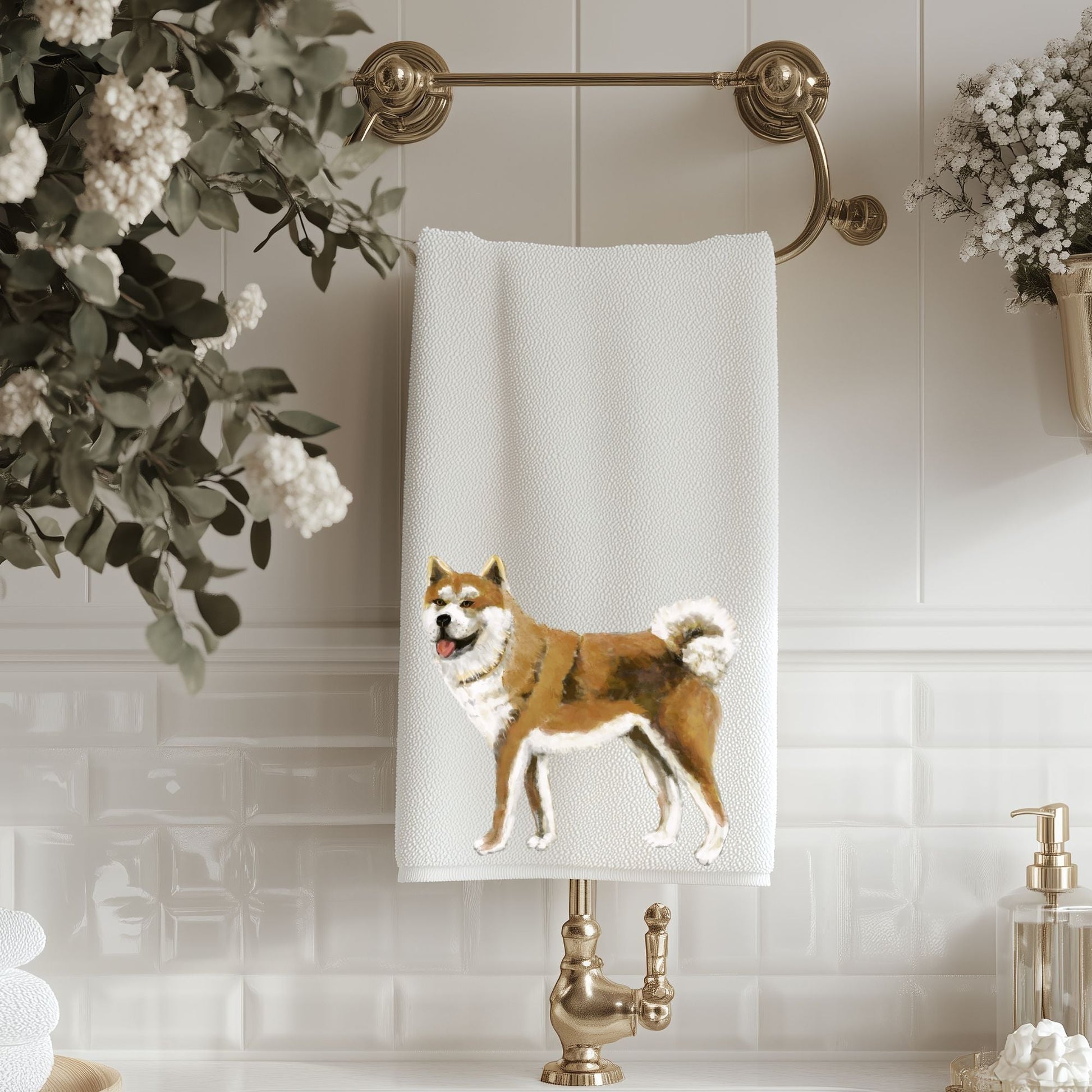 Akita Bathroom Towel - MerikaArt