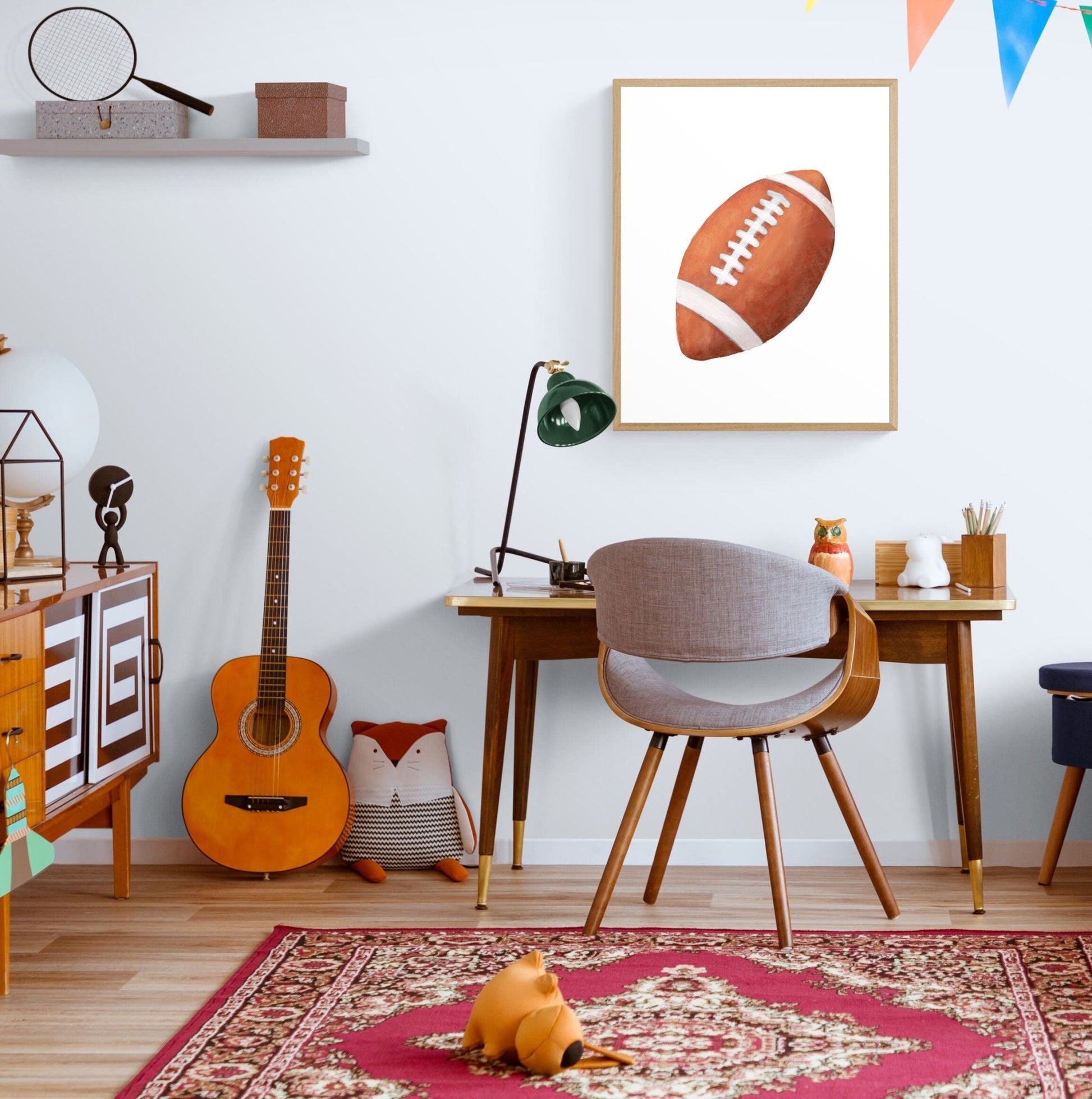 American Football Print, Sport Painting, Boys Room Wall Art, Boys Room Gift, Kids Wall Art, Nursery Decor, Sports Lover Drawing - MerikaArt