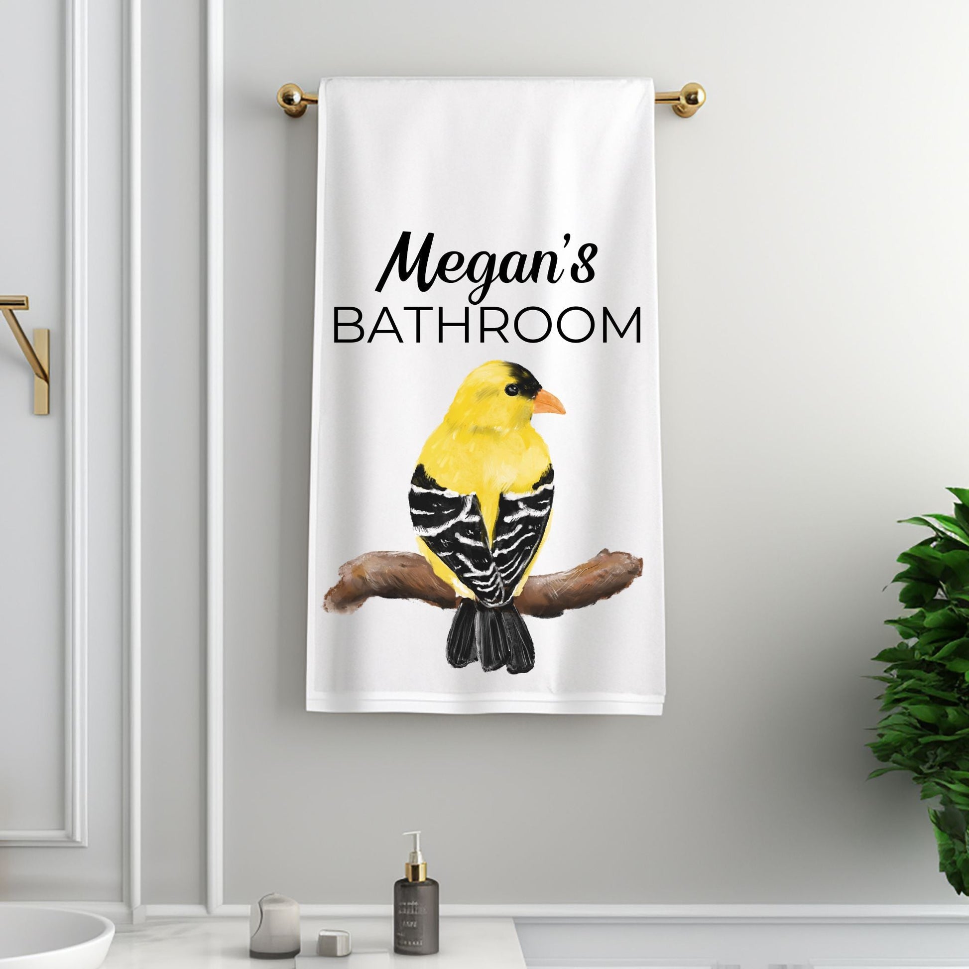 American Goldfinch Bird Bathroom Towel - MerikaArt