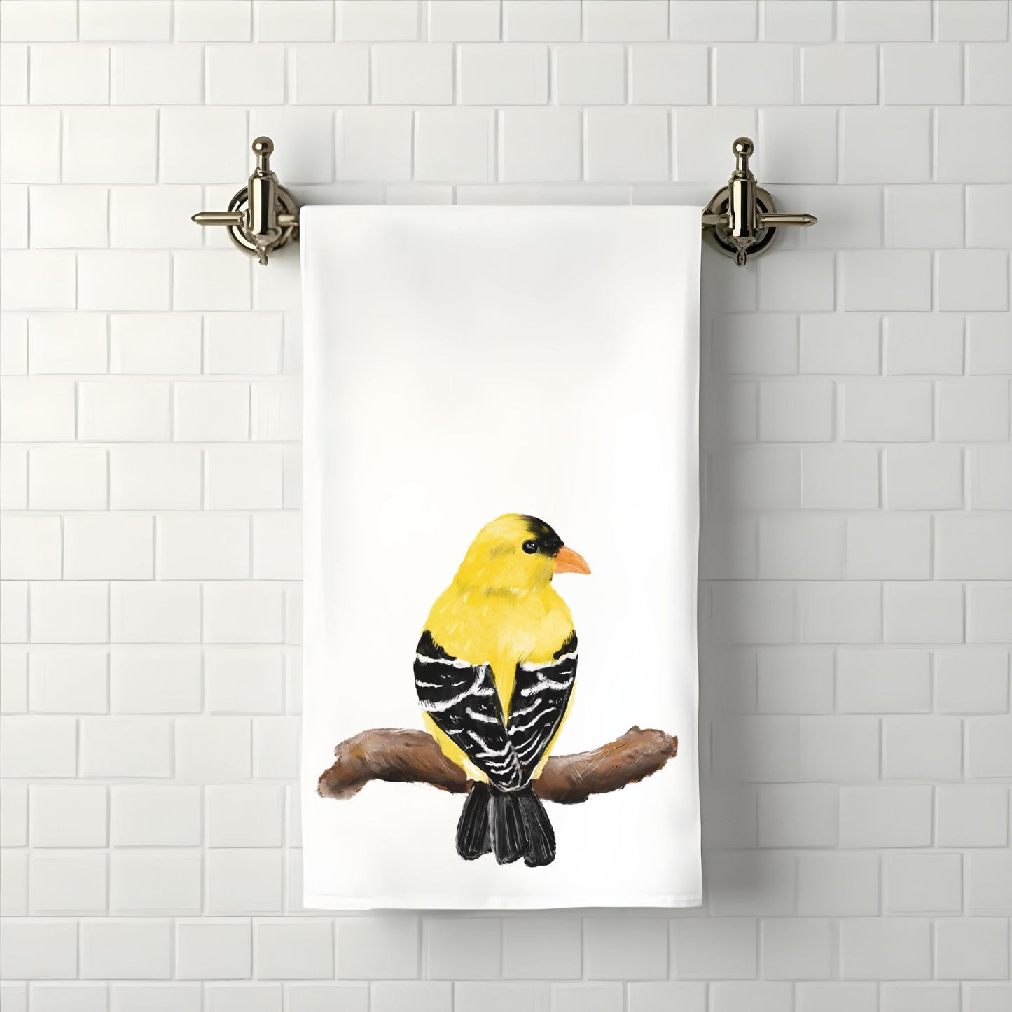 American Goldfinch Bird Bathroom Towel - MerikaArt