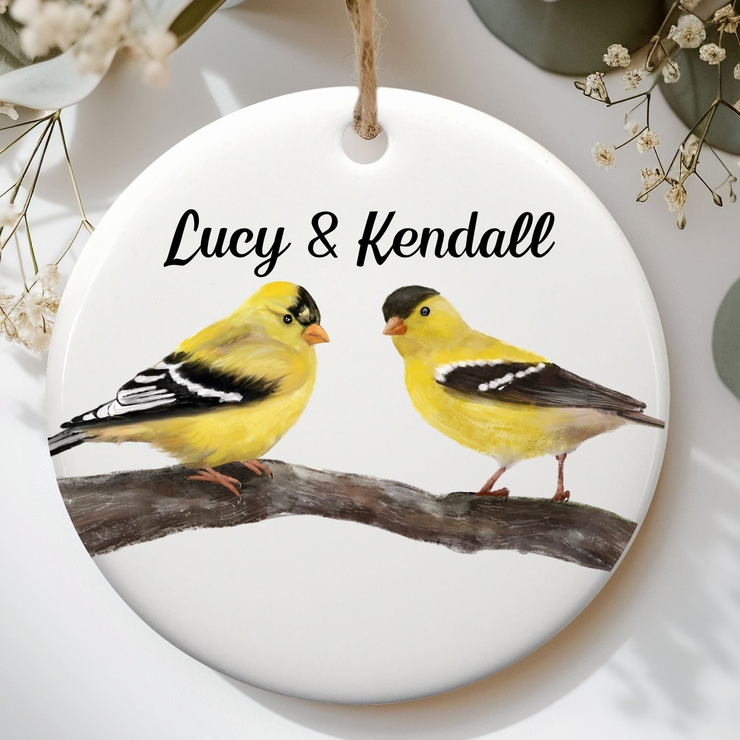American Goldfinch Ceramic Ornament - MerikaArt