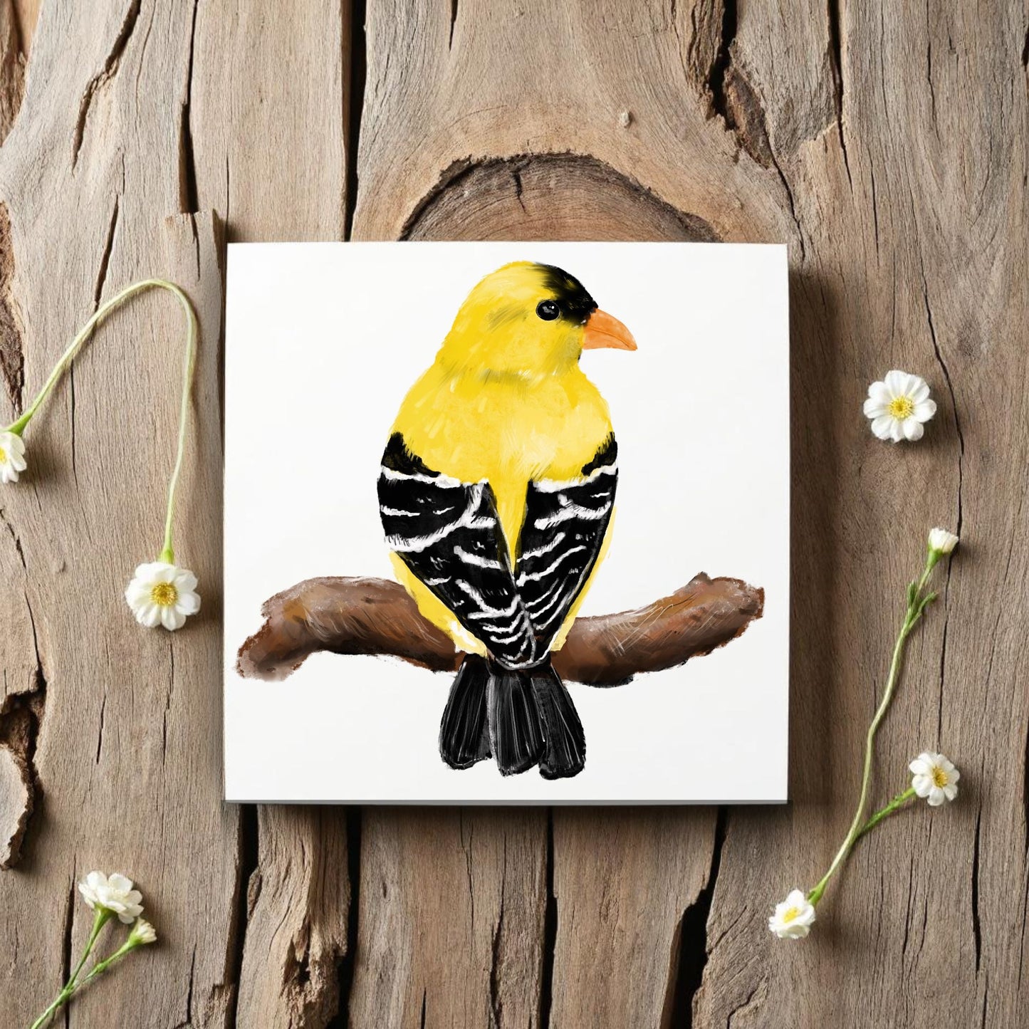 American Goldfinch Ceramic Tile - MerikaArt