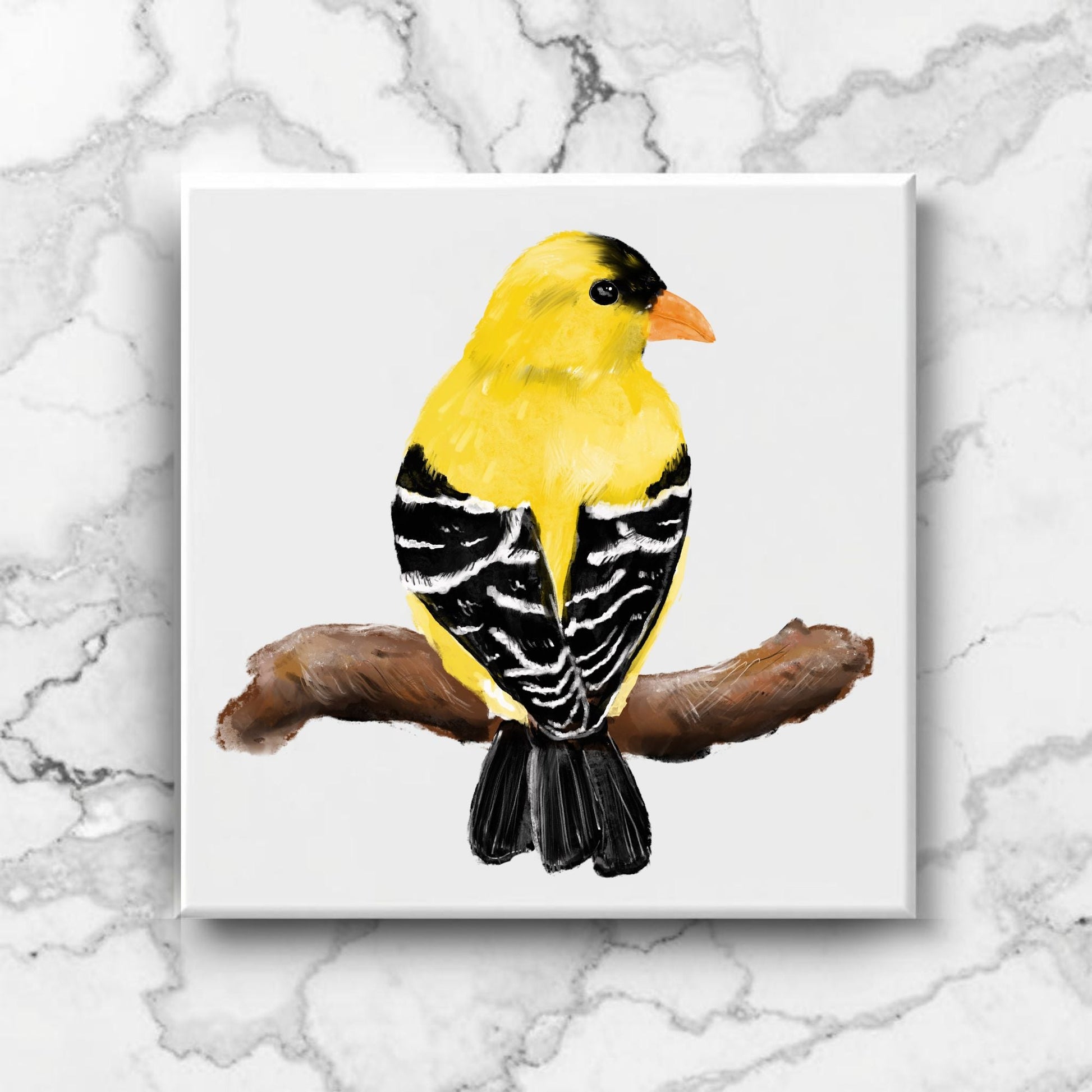 American Goldfinch Ceramic Tile - MerikaArt