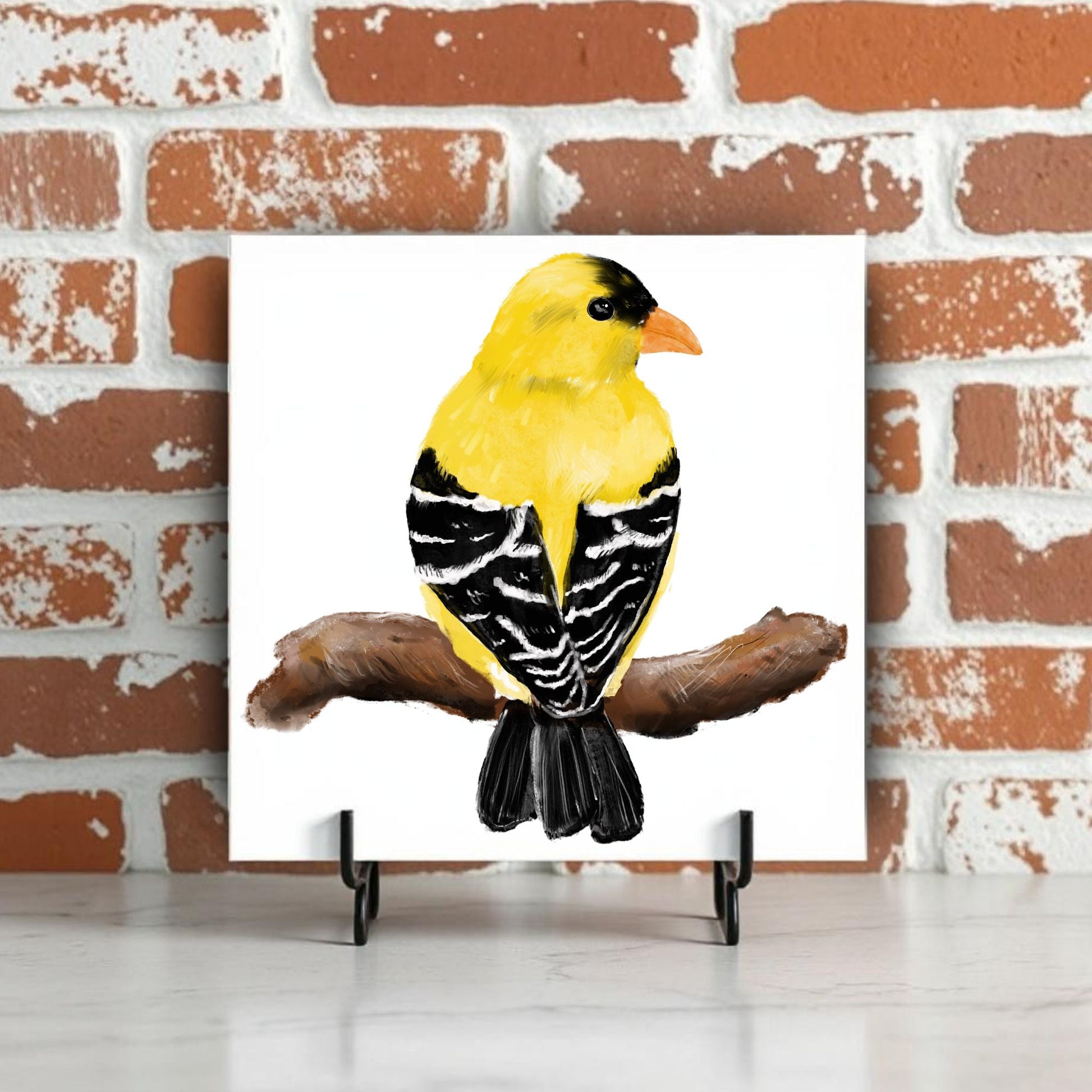 American Goldfinch Ceramic Tile - MerikaArt