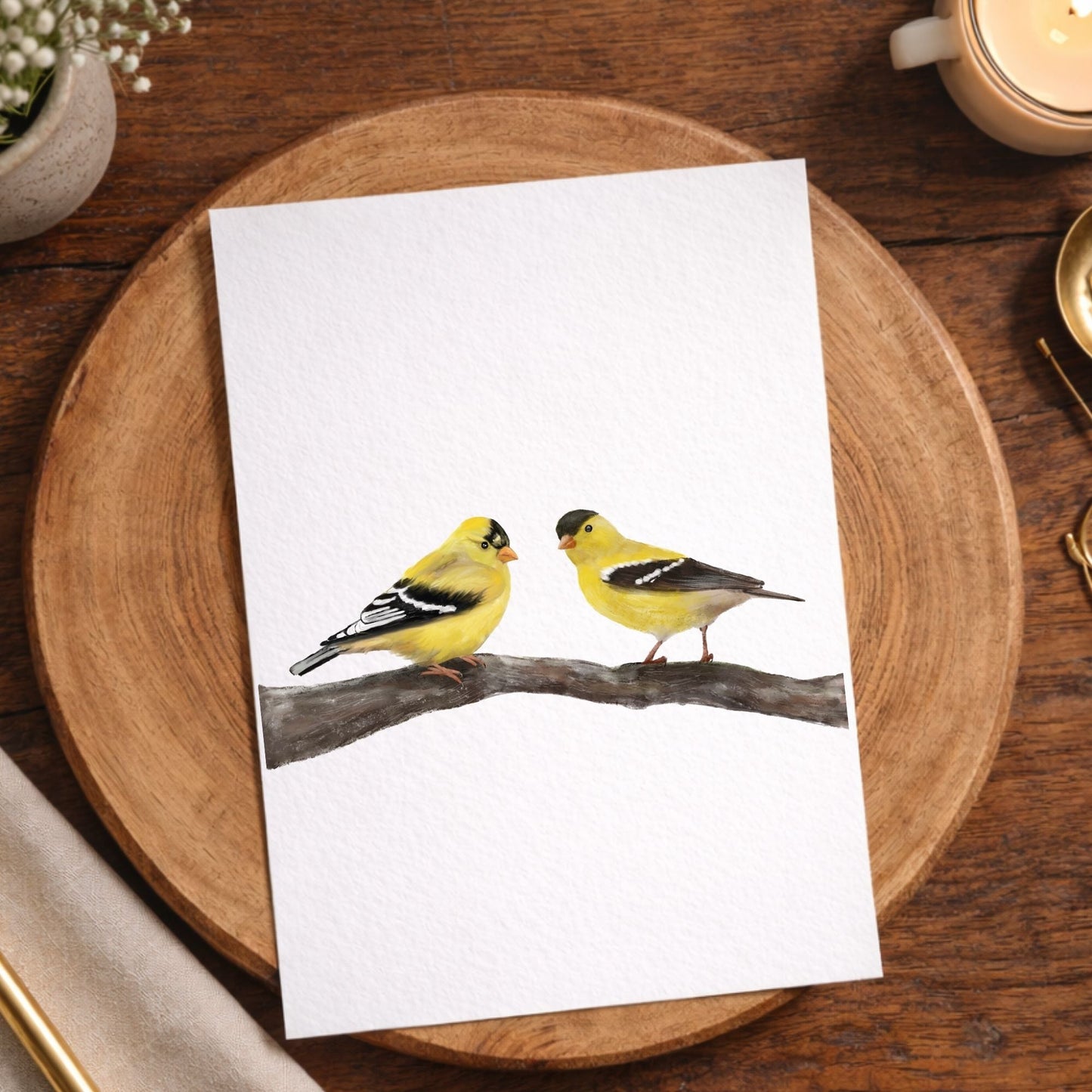 American Goldfinch Pair Postcard - MerikaArt