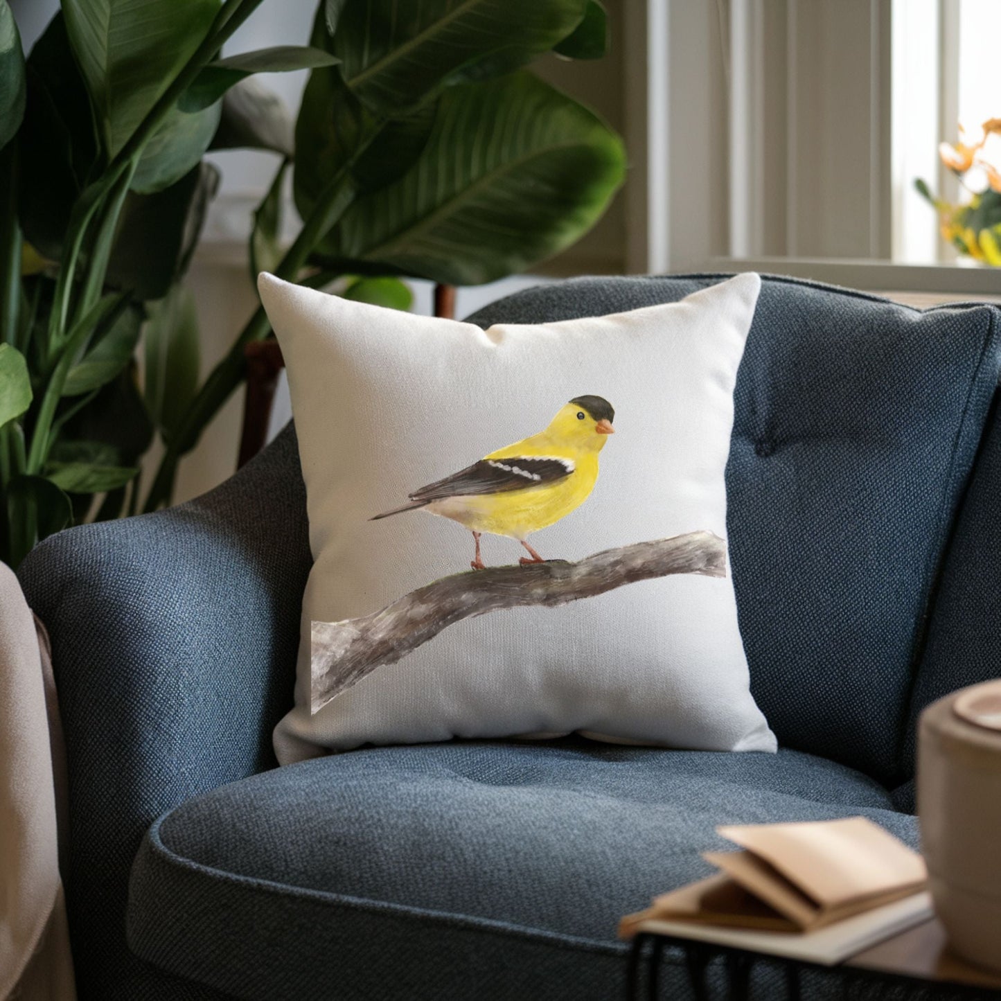 American Goldfinch Pillow - MerikaArt