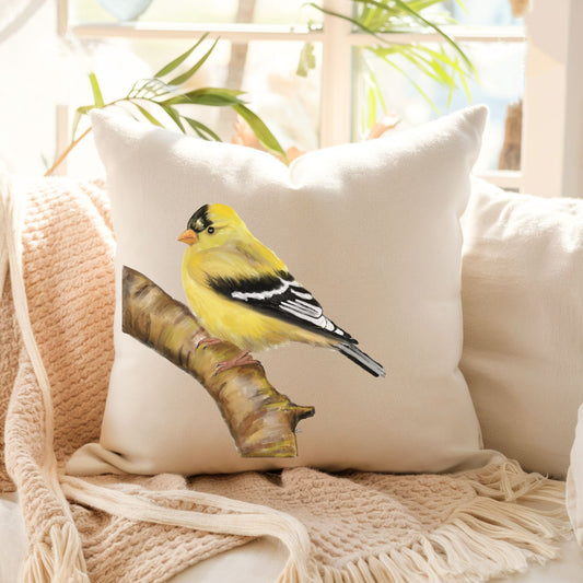 American Goldfinch Pillow - MerikaArt
