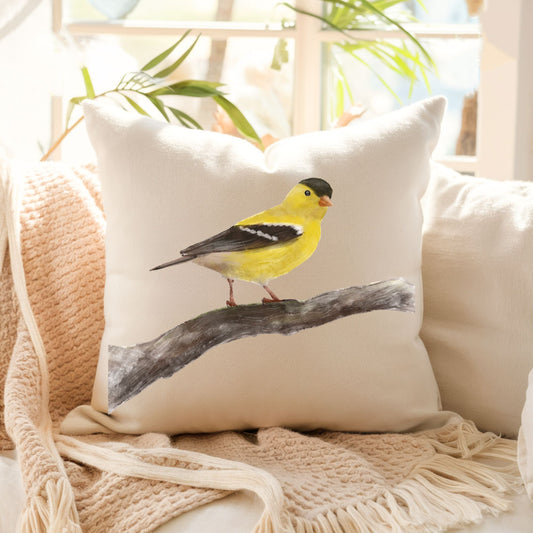 American Goldfinch Pillow - MerikaArt