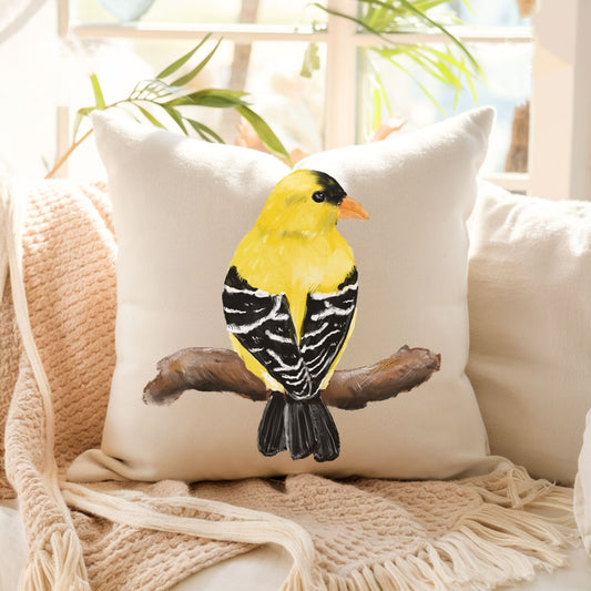 American Goldfinch Pillow - MerikaArt