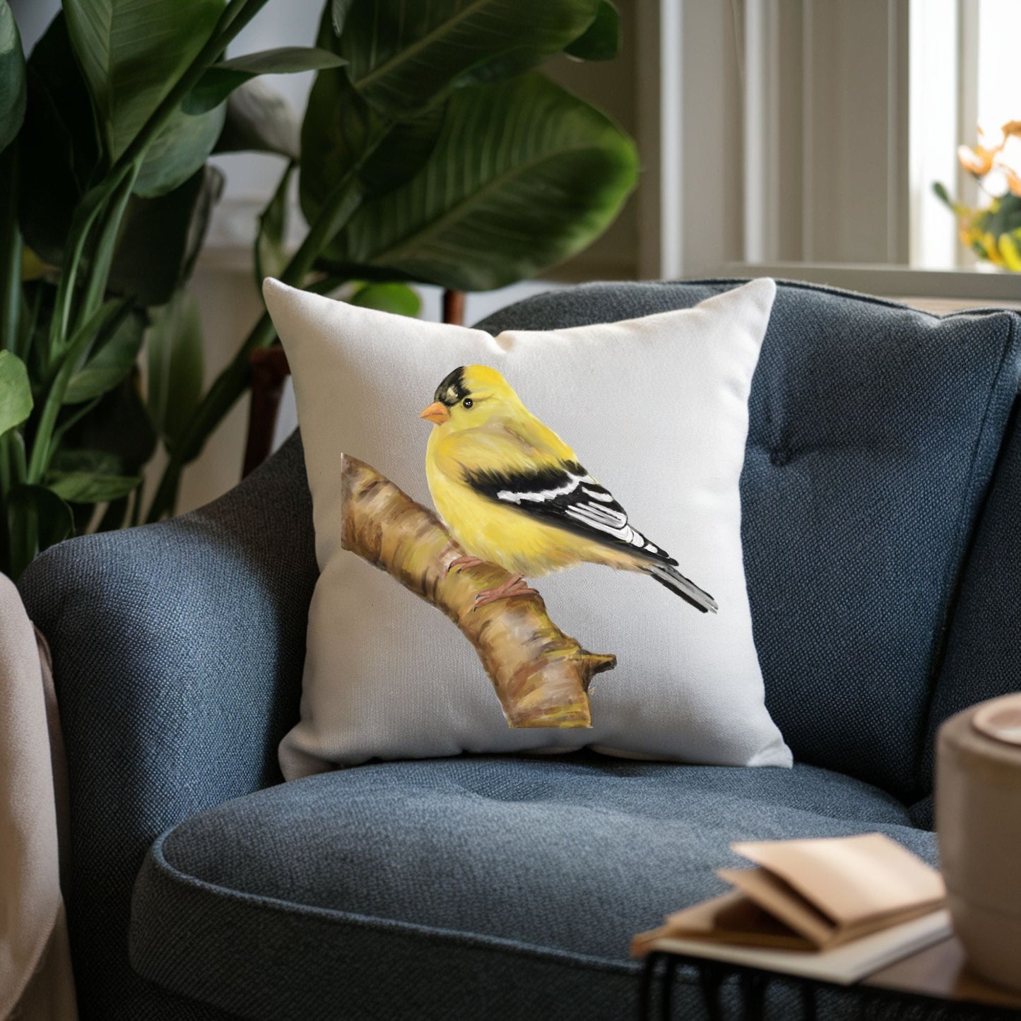 American Goldfinch Pillow - MerikaArt