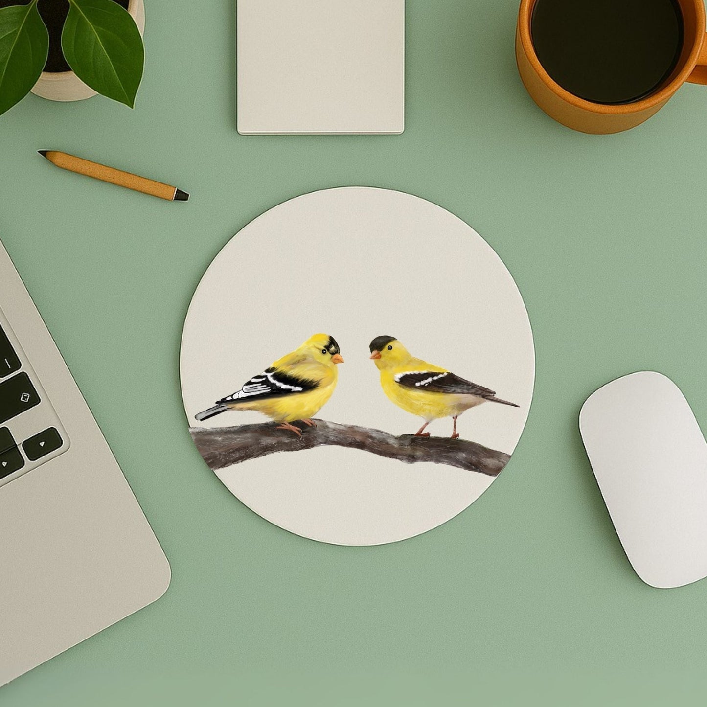American Goldfinches Mousepad - MerikaArt