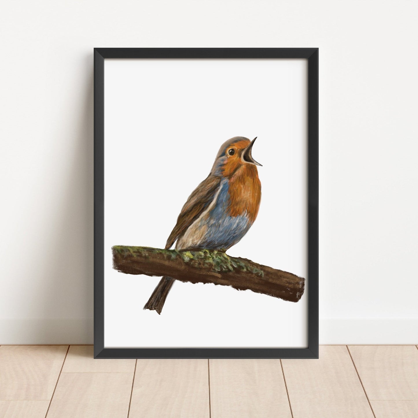 American Robin Singing Art Print – Charming Bird Decor for Nature Enthusiasts - MerikaArt