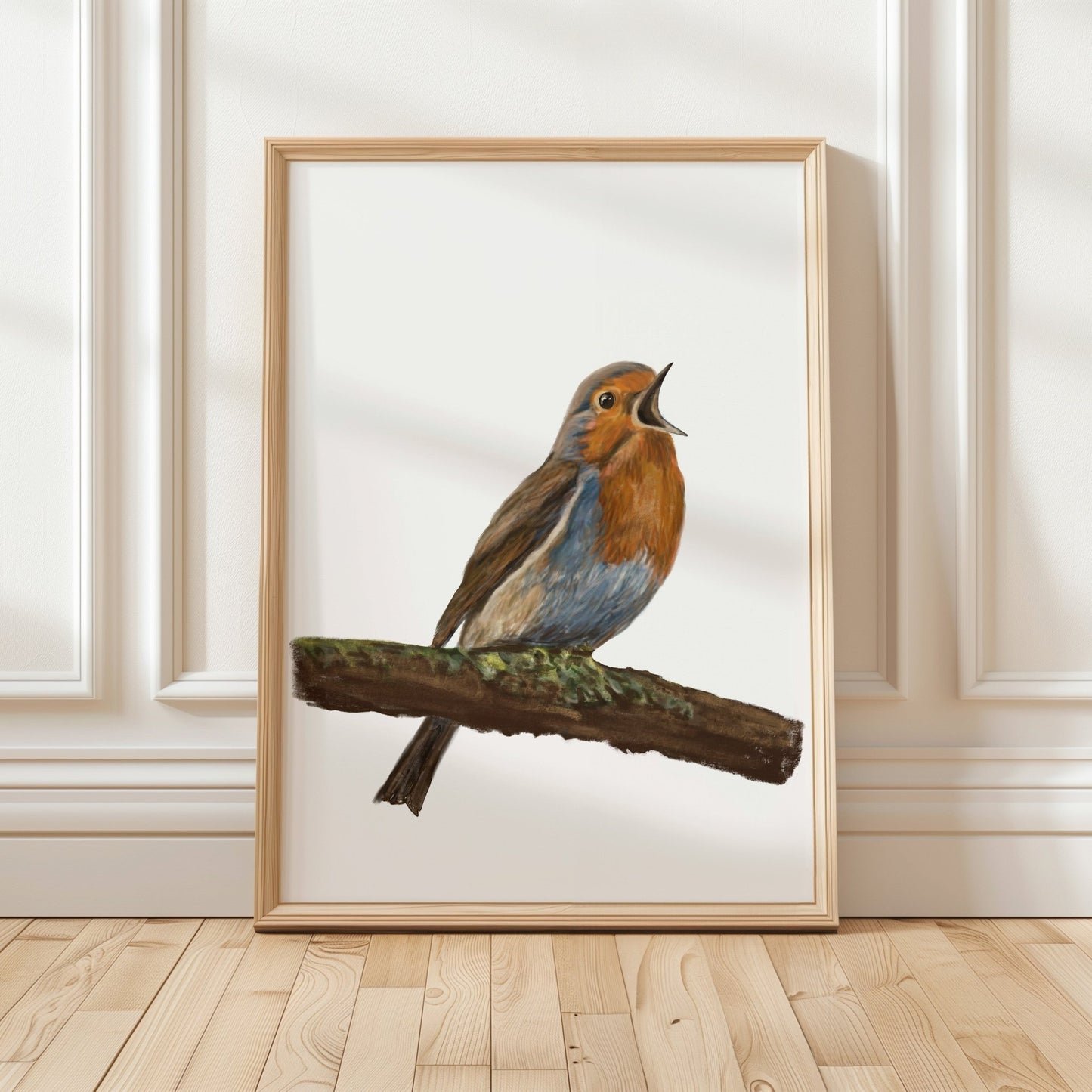 American Robin Singing Art Print – Charming Bird Decor for Nature Enthusiasts - MerikaArt