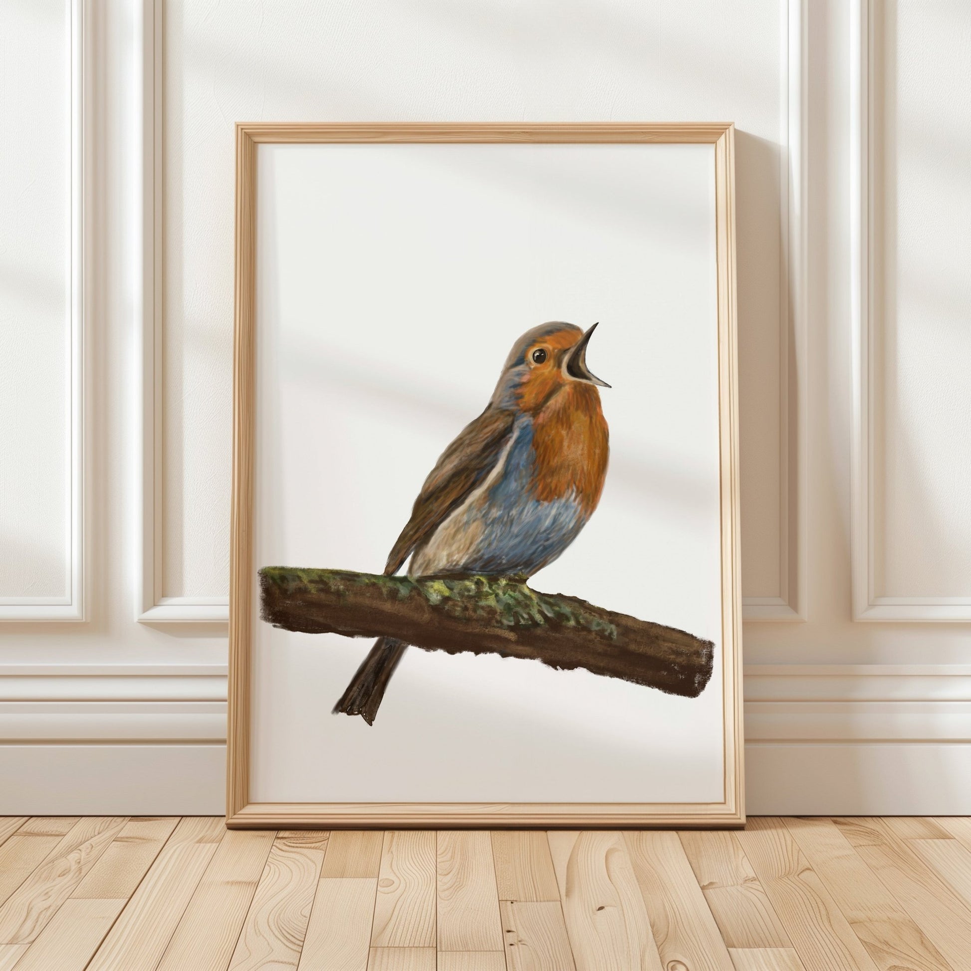 American Robin Singing Art Print – Charming Bird Decor for Nature Enthusiasts - MerikaArt