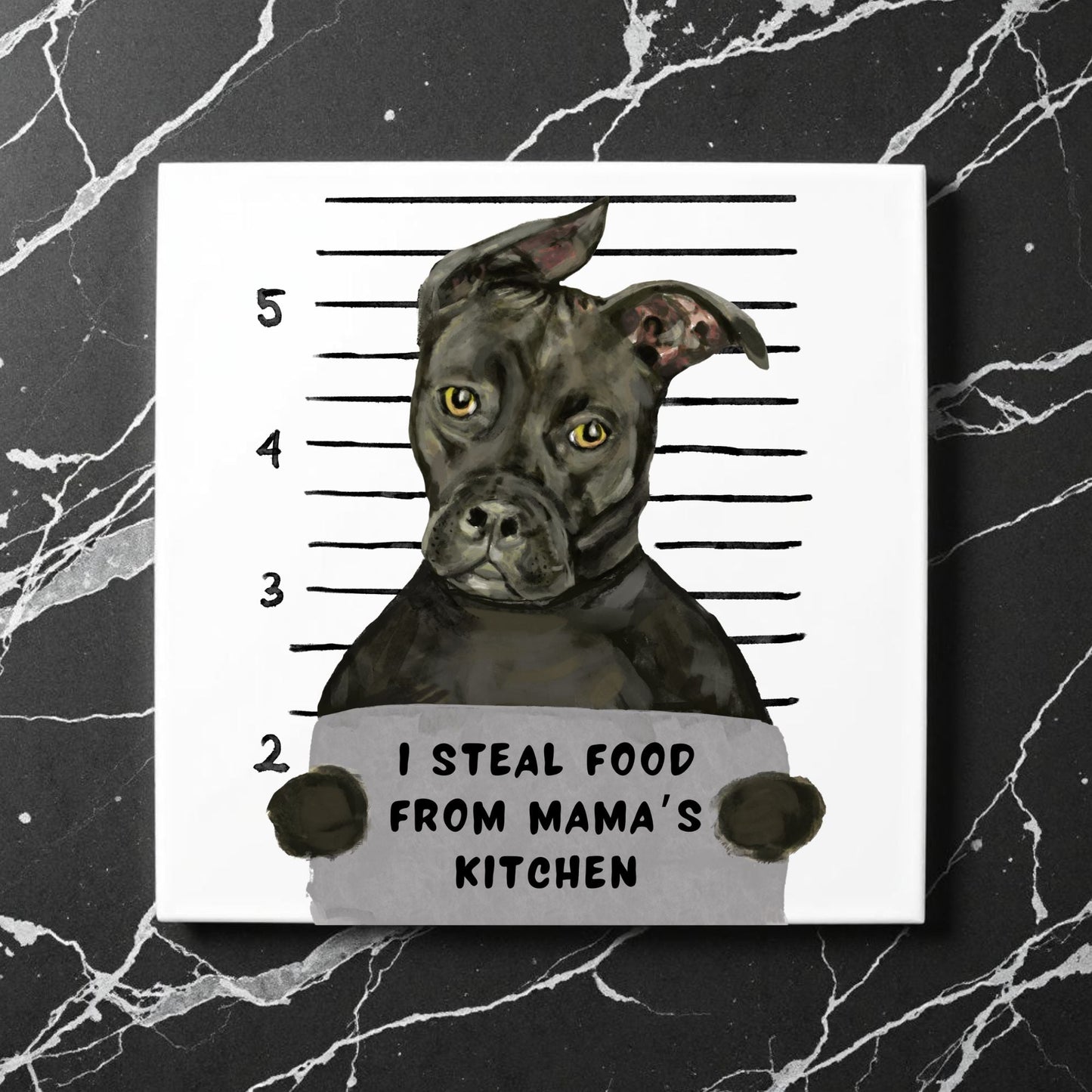 American Staffordshire Terrier Mugshot Tile - MerikaArt
