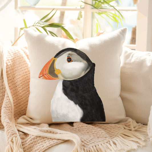 Atlantic Puffin Bird Pillow - MerikaArt
