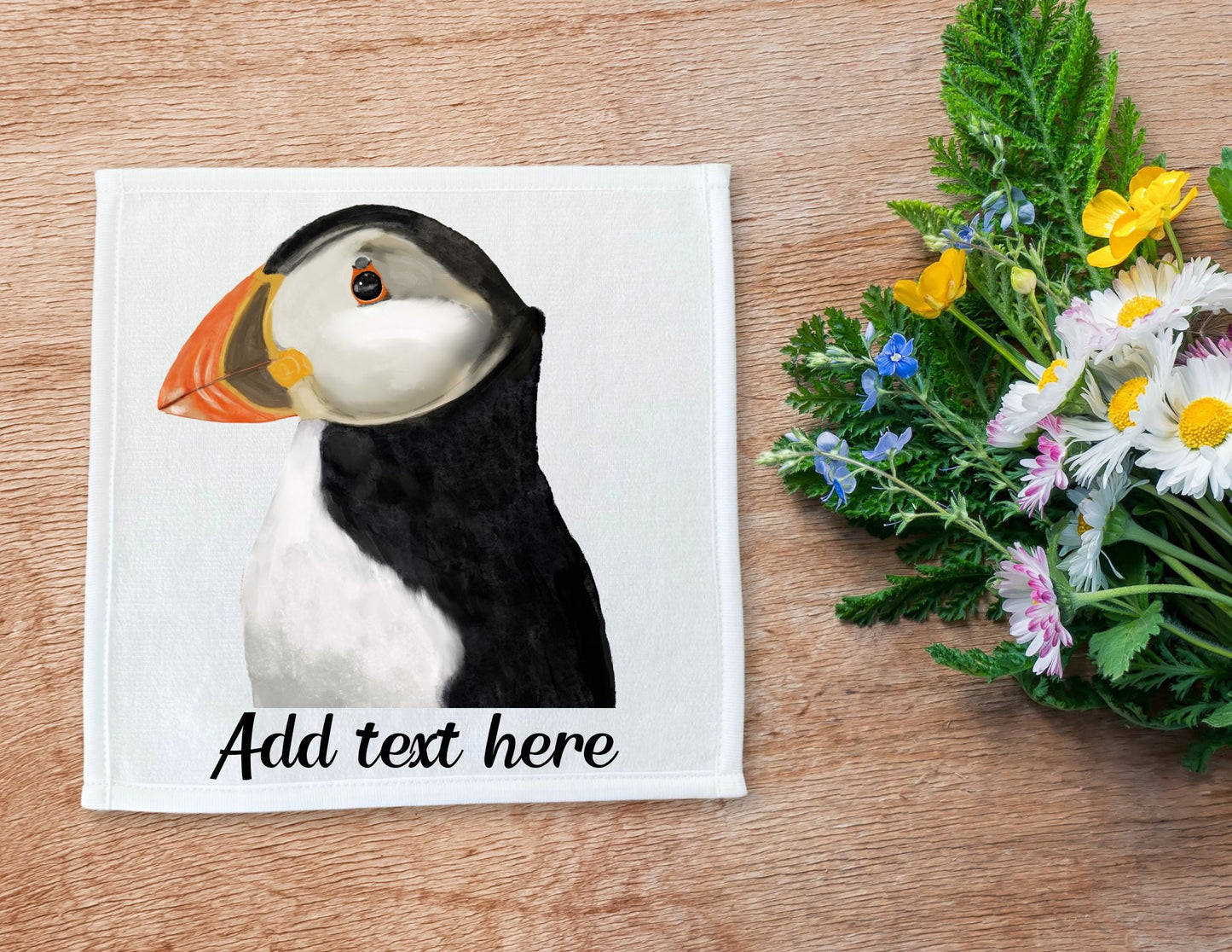 Atlantic Puffin Bird Washcloth - MerikaArt