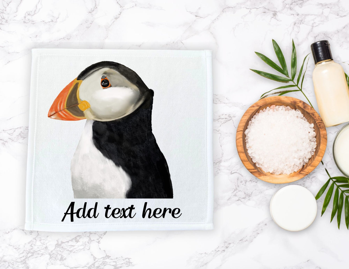 Atlantic Puffin Bird Washcloth - MerikaArt