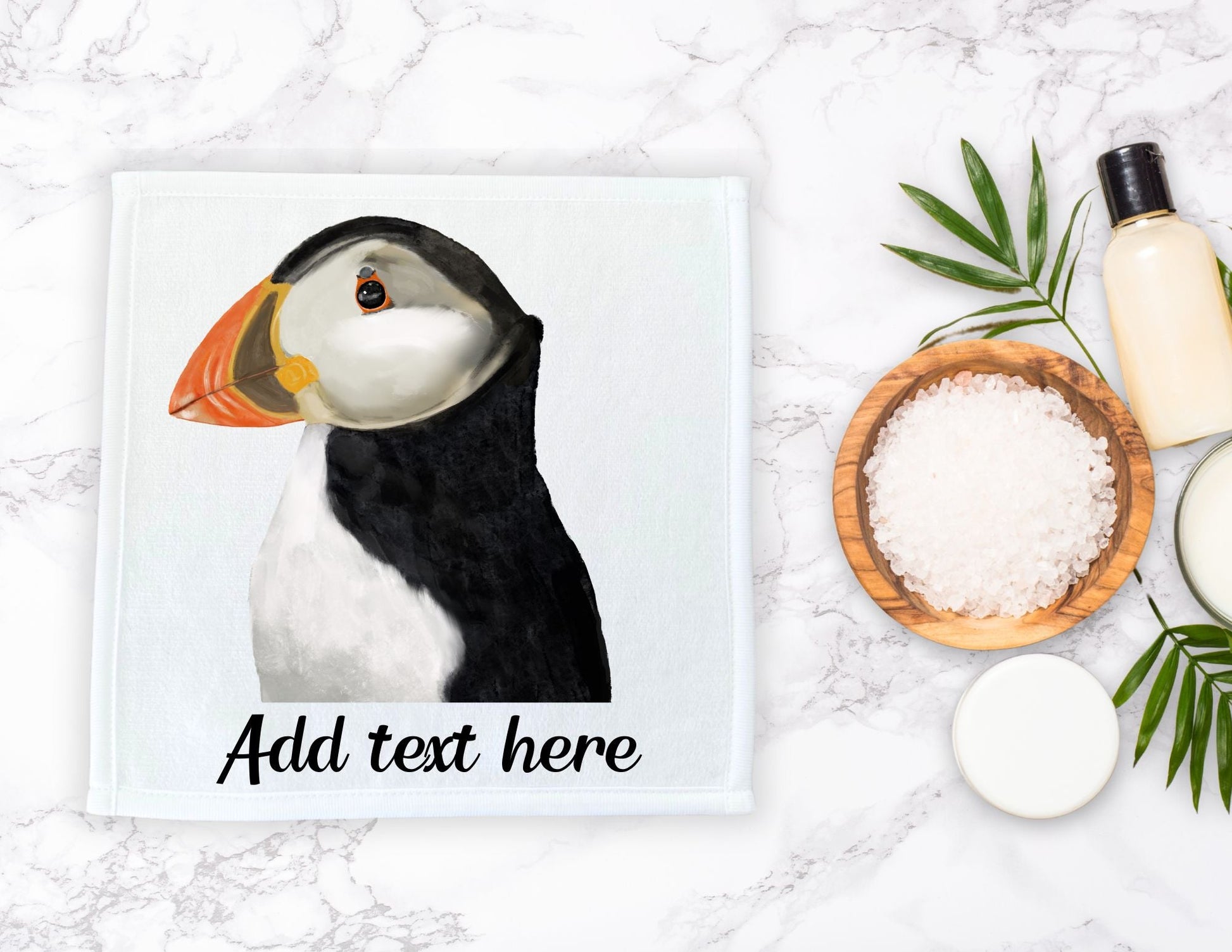 Atlantic Puffin Bird Washcloth - MerikaArt