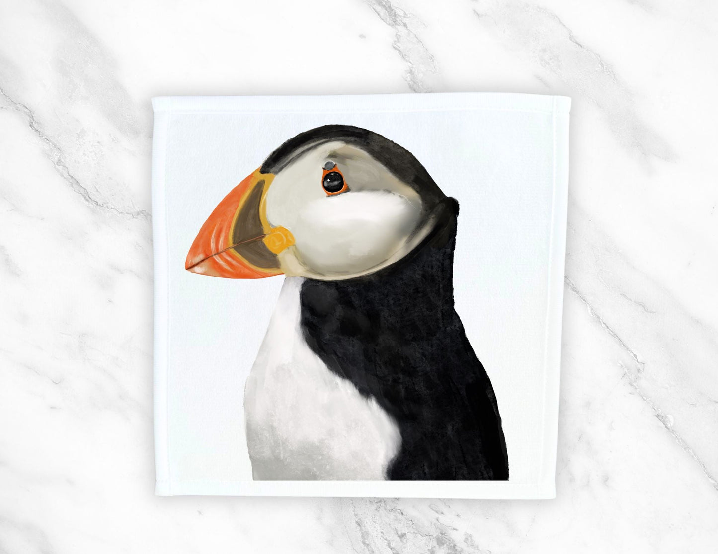 Atlantic Puffin Bird Washcloth - MerikaArt