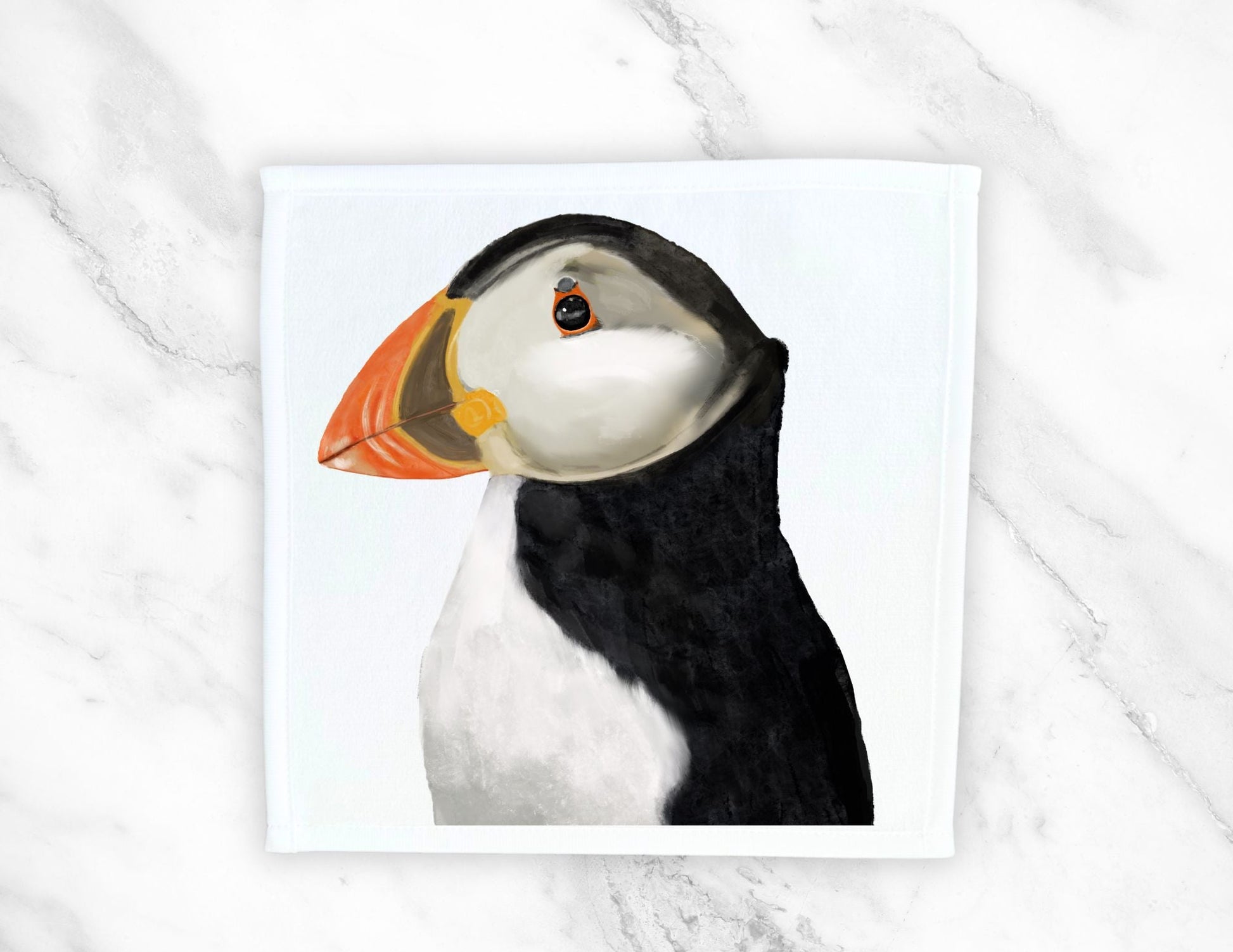Atlantic Puffin Bird Washcloth - MerikaArt