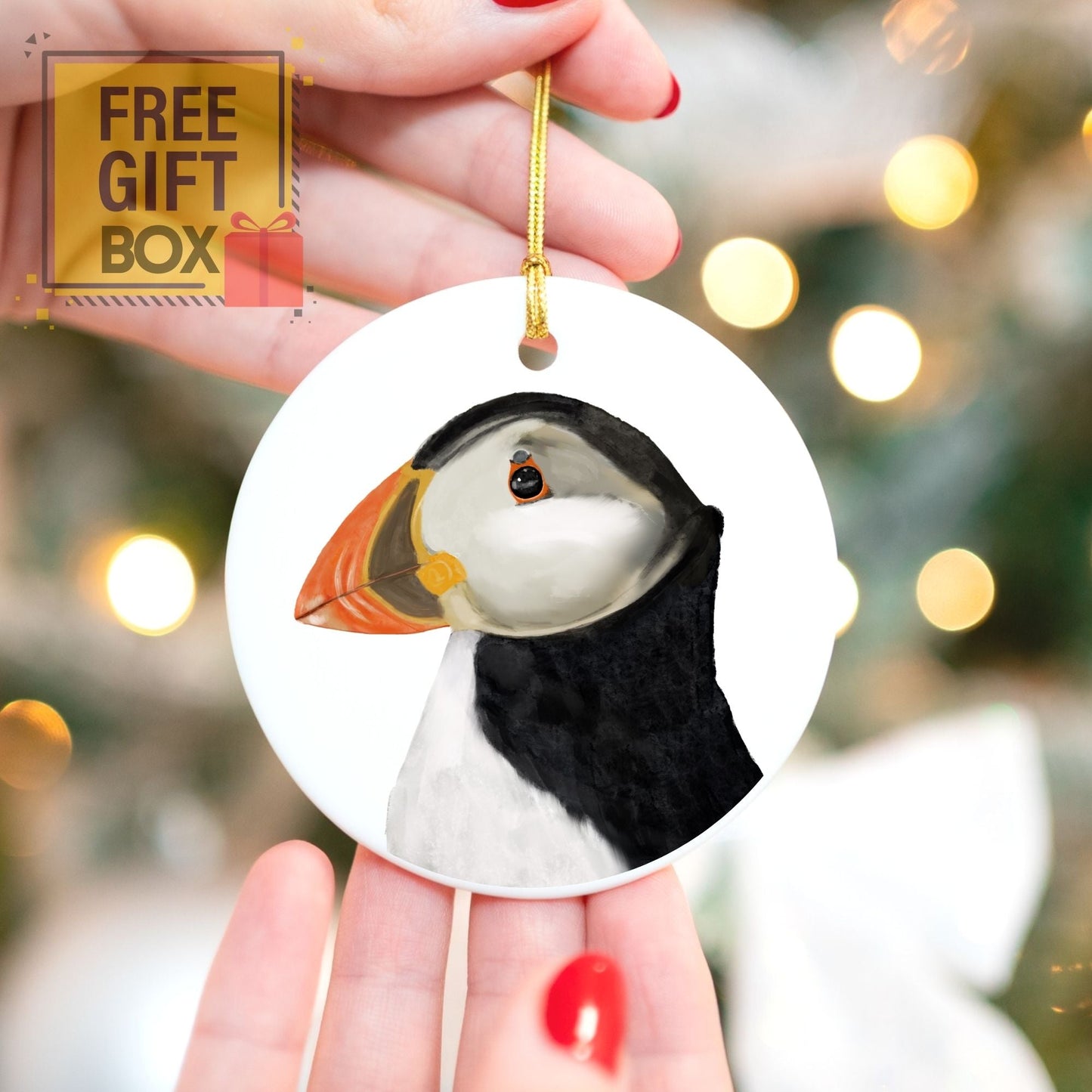 Atlantic Puffin Ceramic Ornament - MerikaArt