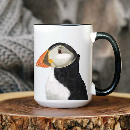 Atlantic Puffin Mug with Vibrant Illustration - MerikaArt