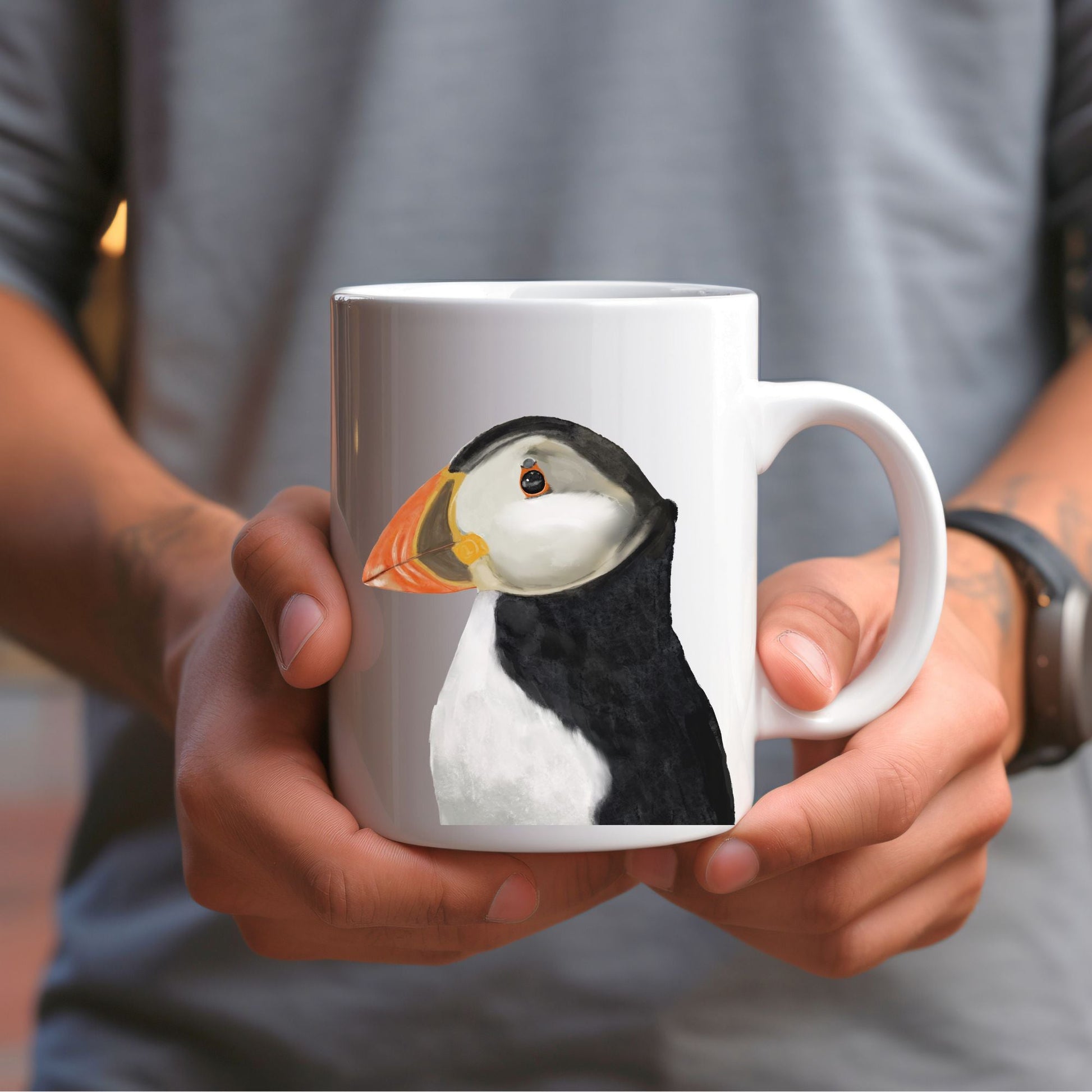 Atlantic Puffin Mug with Vibrant Illustration - MerikaArt