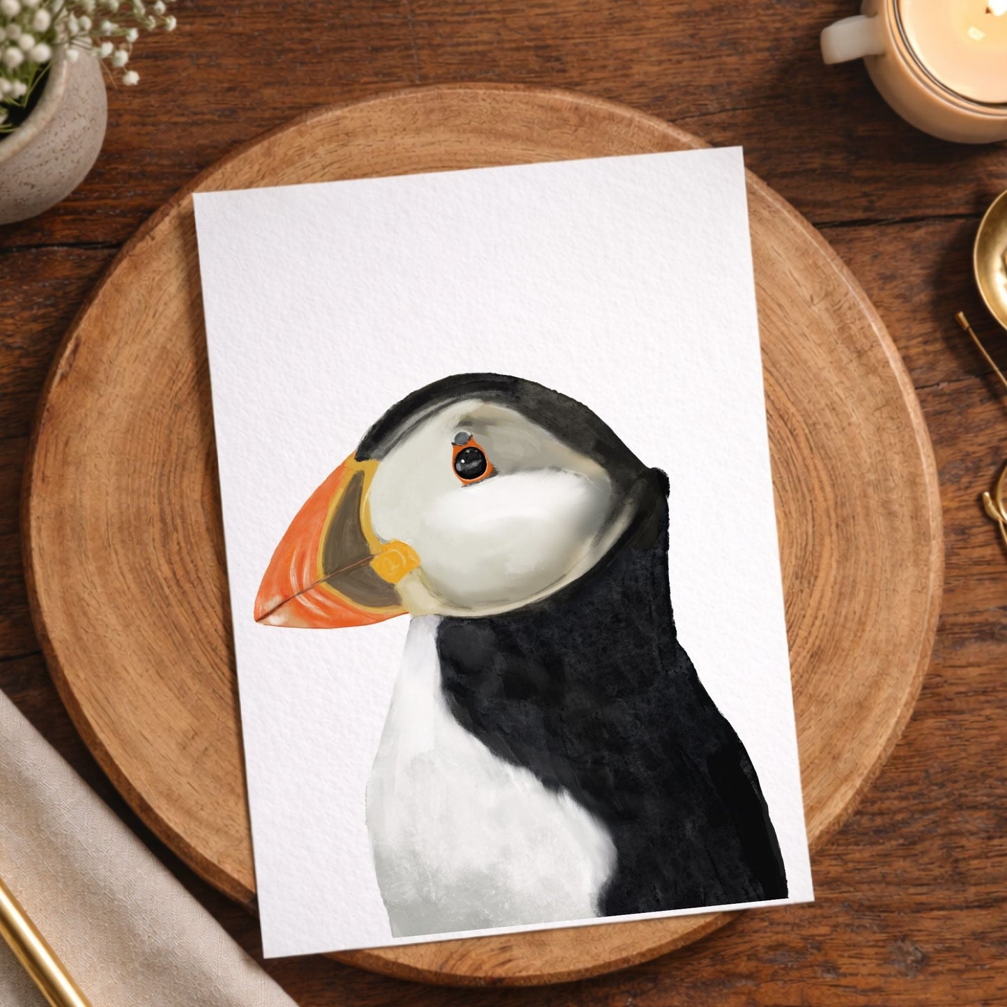 Atlantic Puffin Postcard - MerikaArt