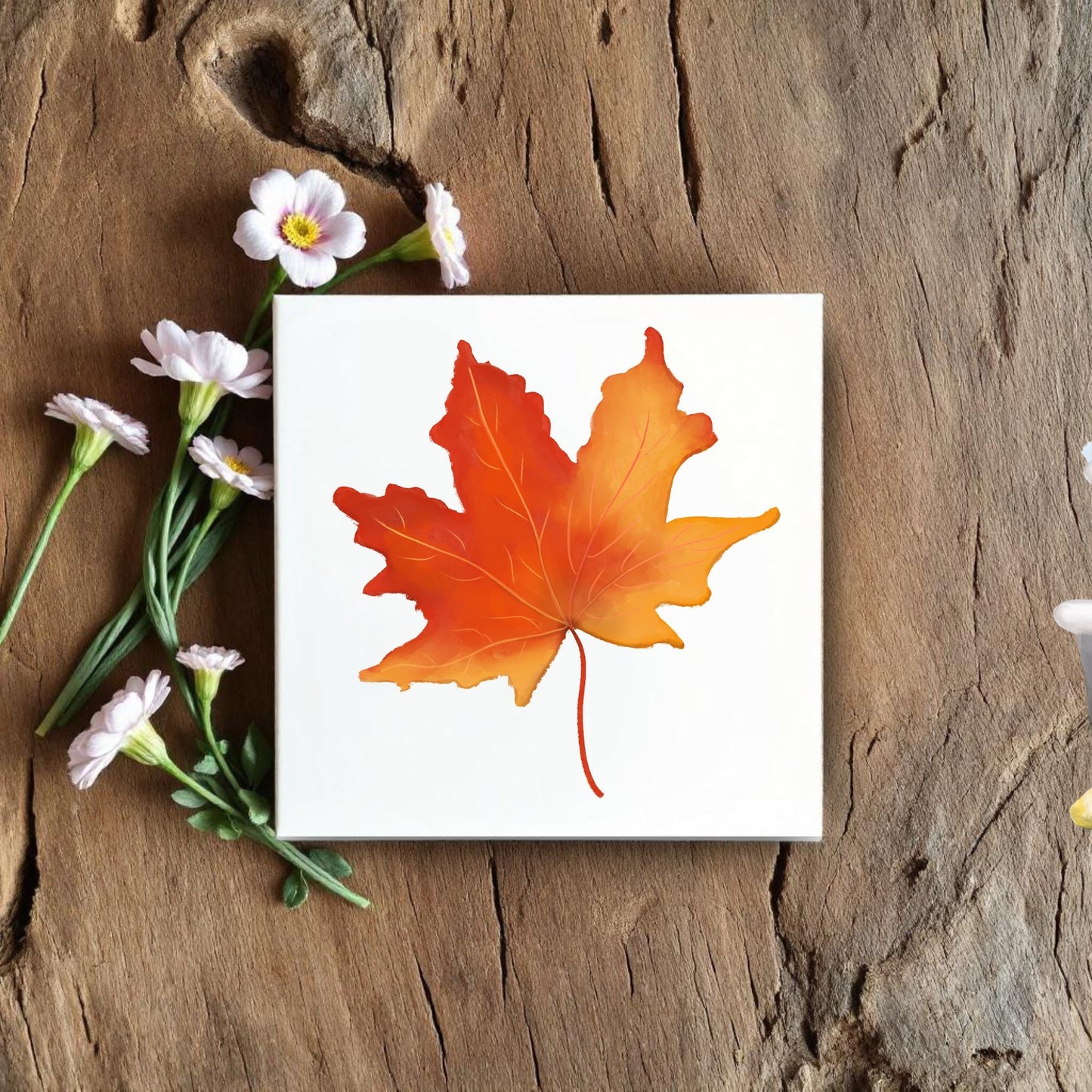 Autumn Maple Leaf Ceramic Tile - MerikaArt