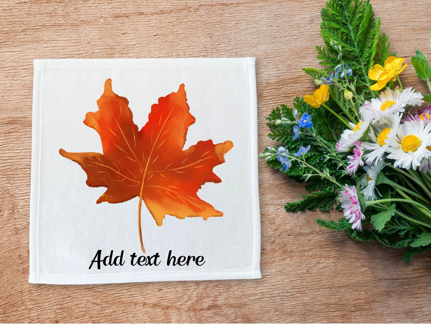 Autumn Maple Leaf Washcloth | "Golden Fall Charm" - MerikaArt