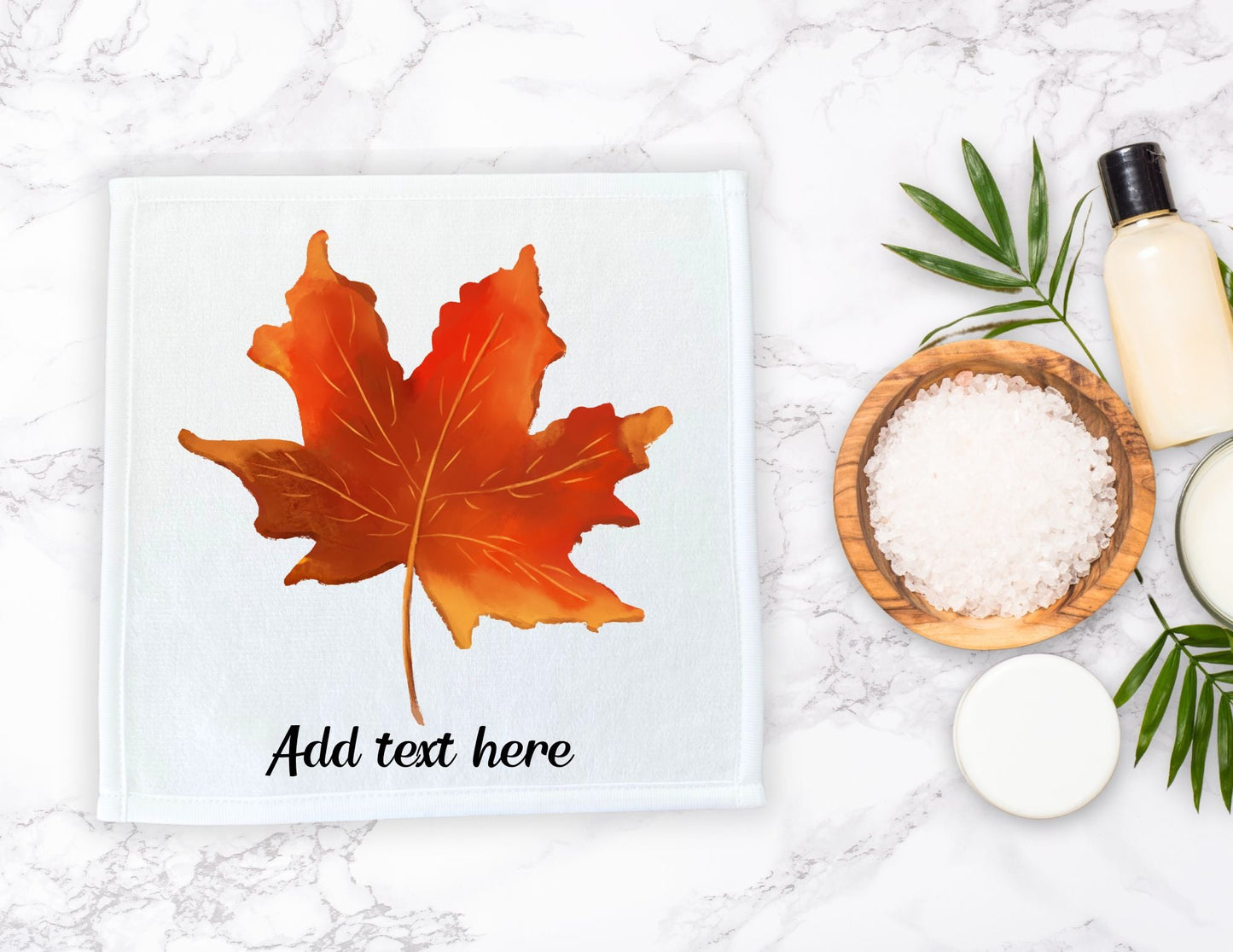 Autumn Maple Leaf Washcloth | "Golden Fall Charm" - MerikaArt