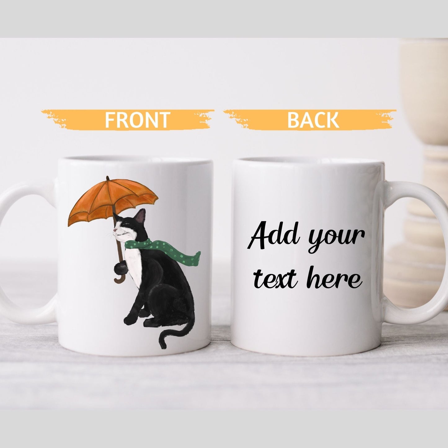 Autumn Tuxedo Cat Mug - MerikaArt
