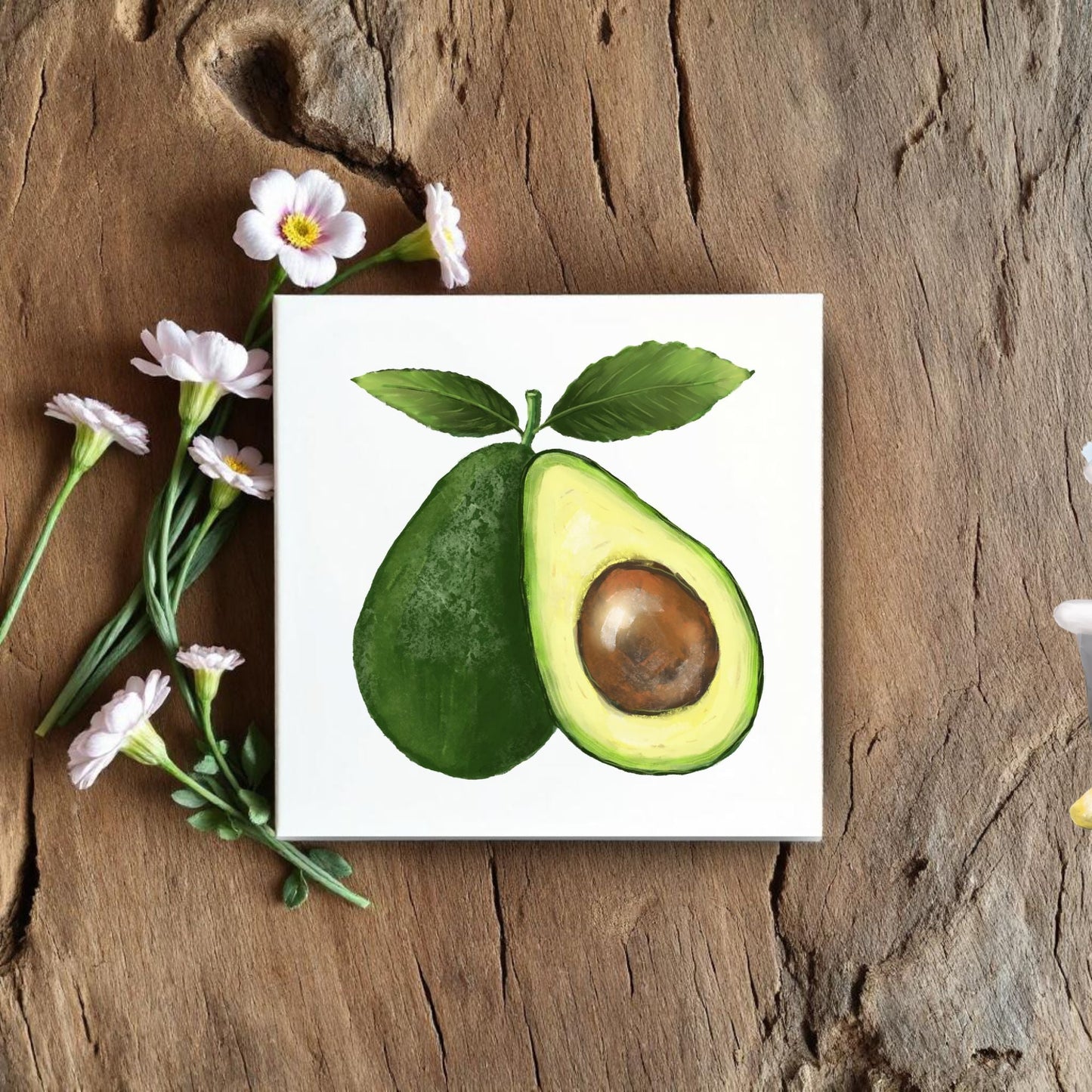 Avocado Ceramic Tile – Handcrafted Kitchen Art Decor - MerikaArt