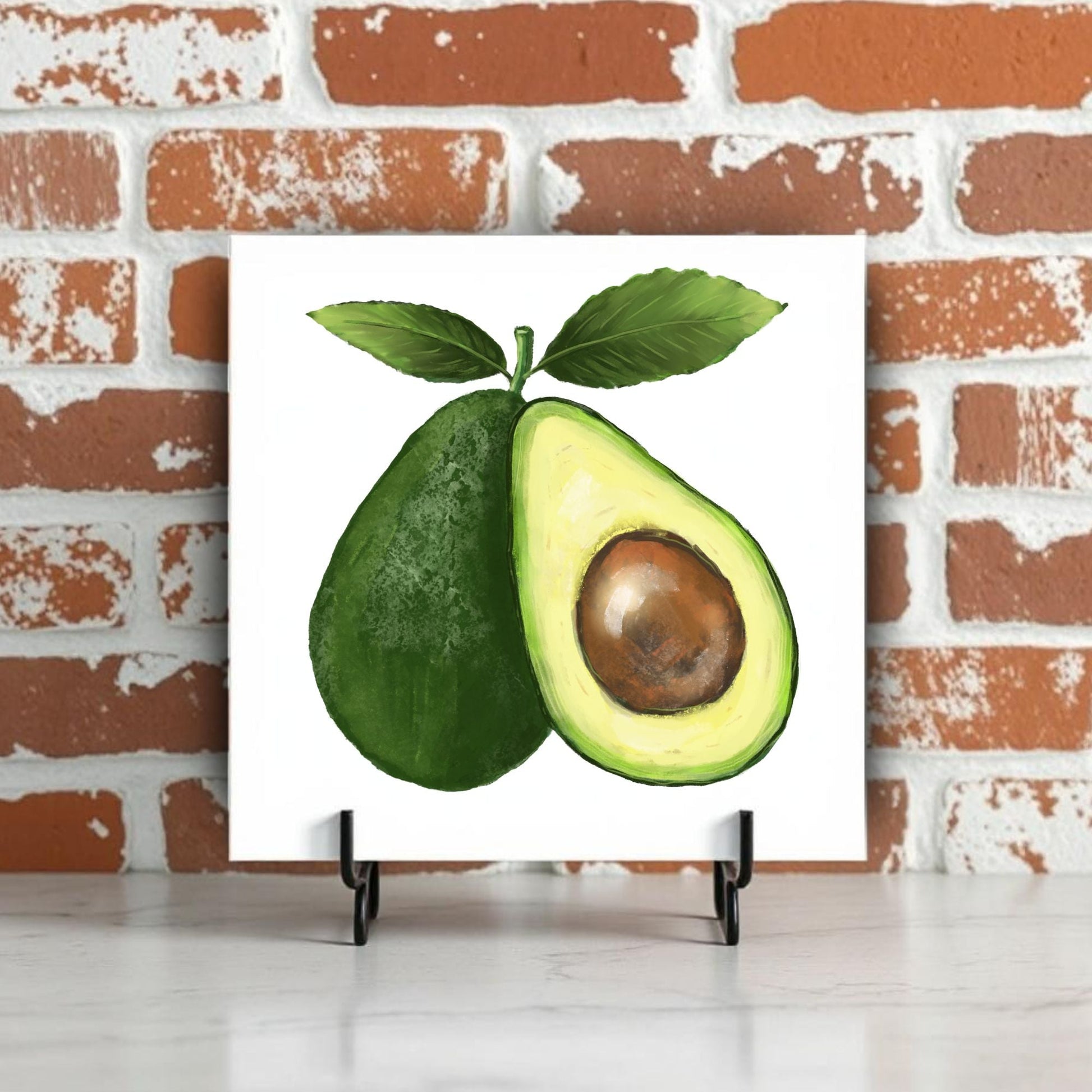 Avocado Ceramic Tile – Handcrafted Kitchen Art Decor - MerikaArt