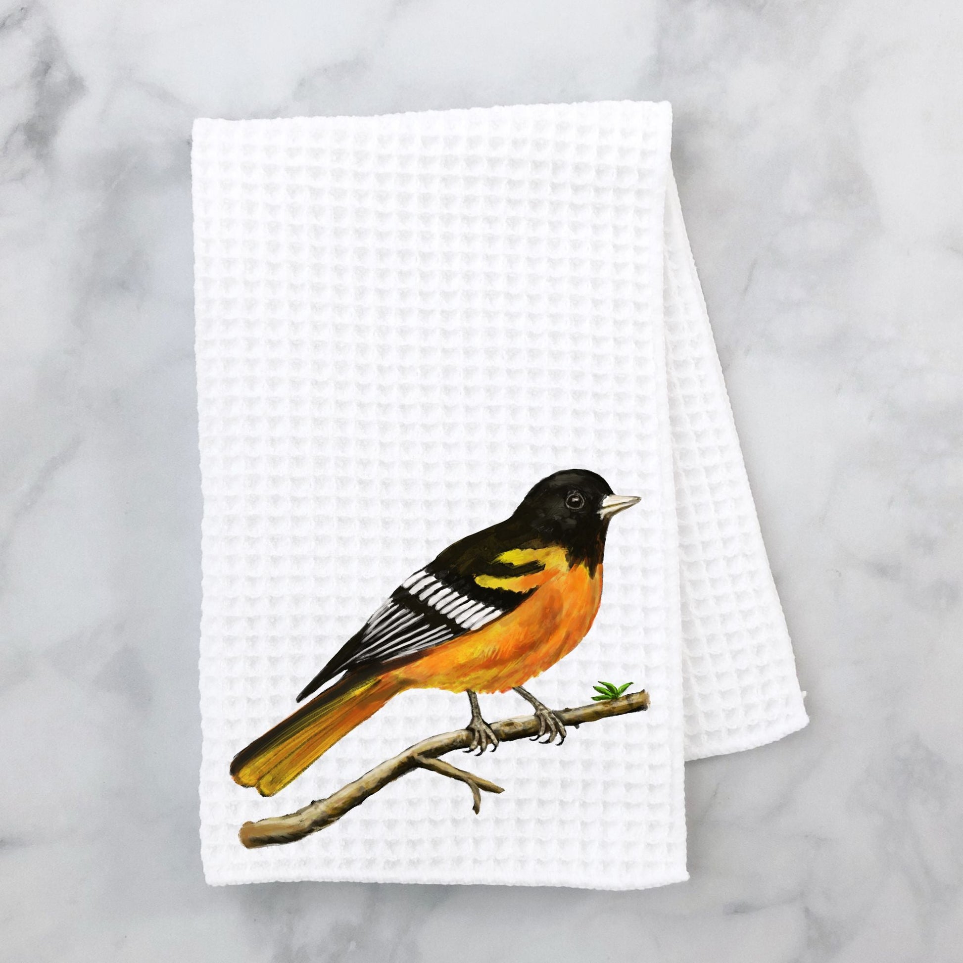 Baltimore Oriole Bird Kitchen Towel - MerikaArt