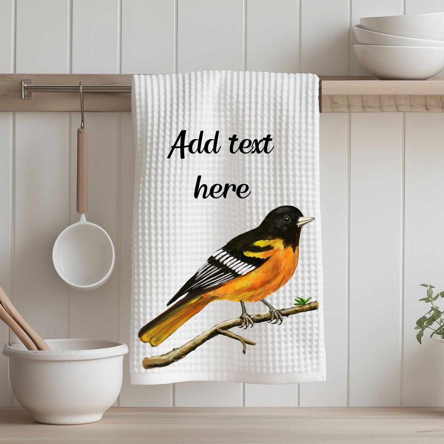 Baltimore Oriole Bird Kitchen Towel - MerikaArt