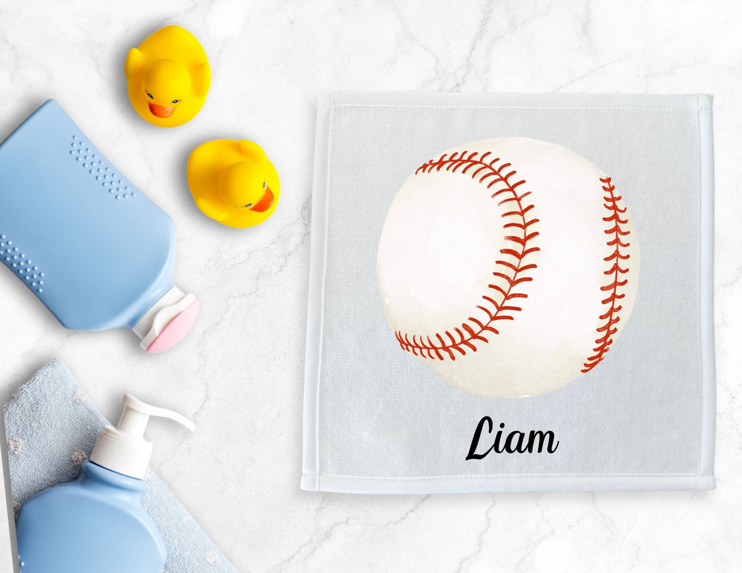Baseball Washcloth | Personalized Kids Bathroom Towels - MerikaArt