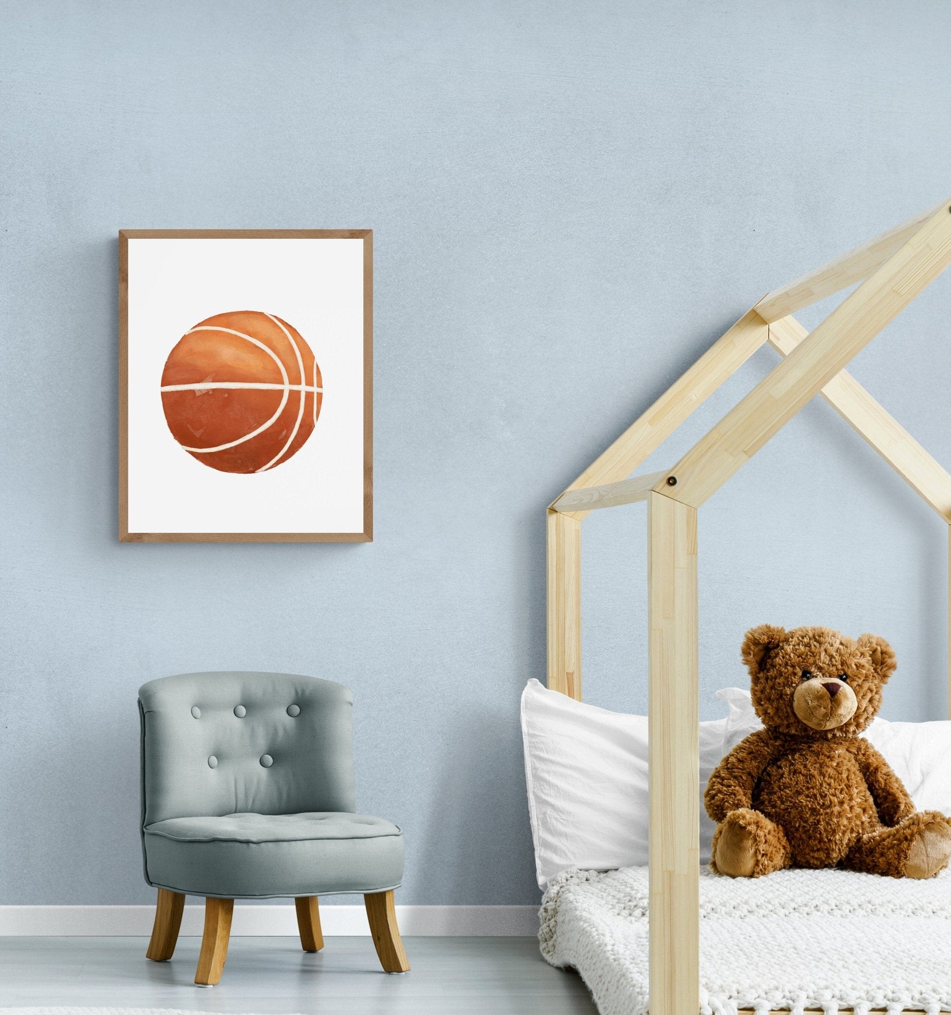 Basketball Print, Sport Painting, Boys Room Wall Art, Girls Room Print, Boys Room Gift, Kids Wall Art, Nursery Decor, Sports Lover Drawing - MerikaArt