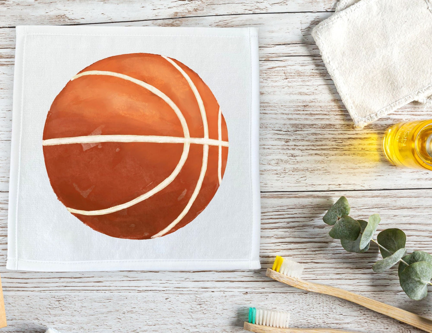 Basketball Washcloth - Kids Bathroom Towels - MerikaArt