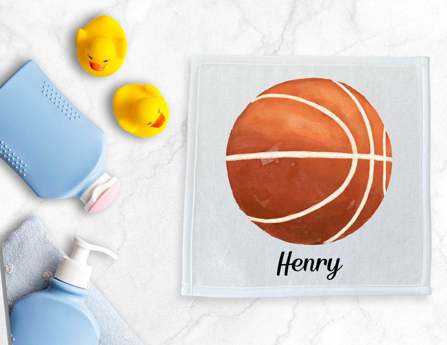 Basketball Washcloth - Kids Bathroom Towels - MerikaArt