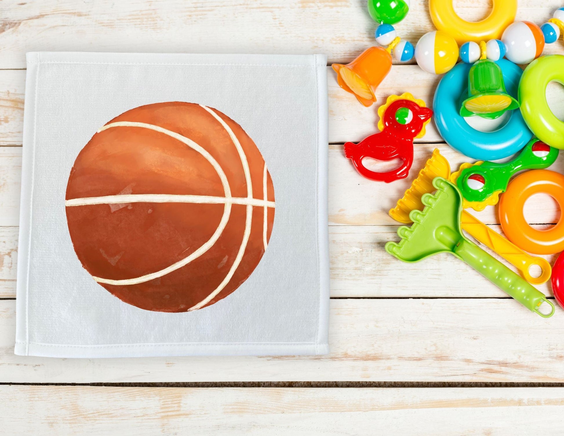 Basketball Washcloth - Kids Bathroom Towels - MerikaArt