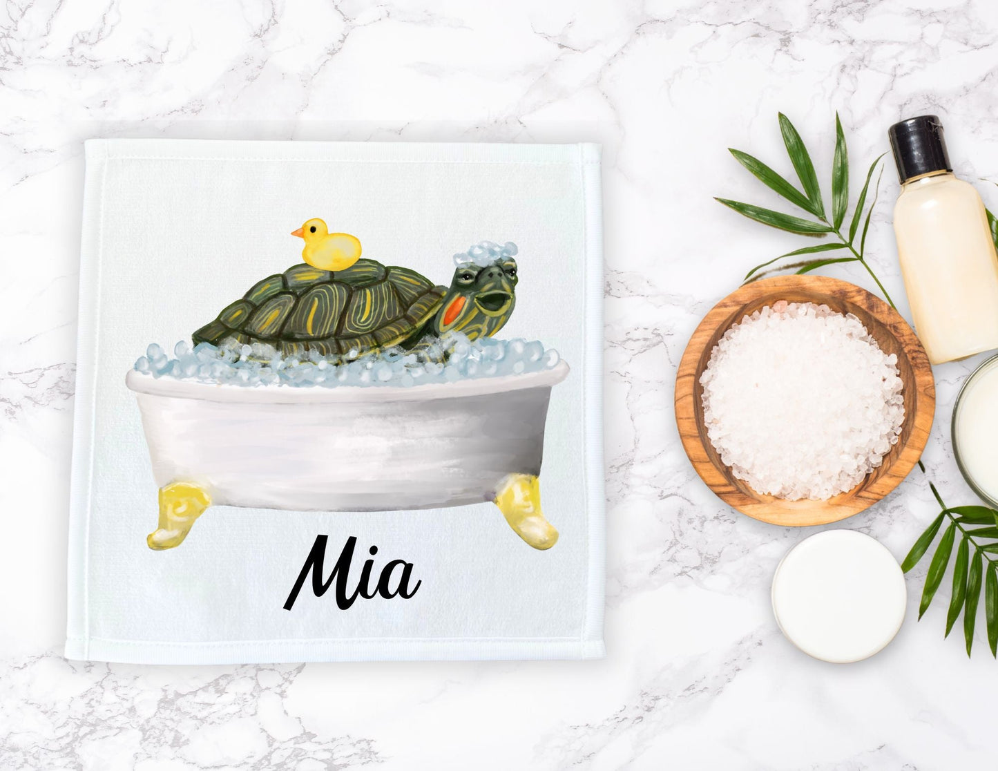 Bath Time Turtle Washcloth - MerikaArt