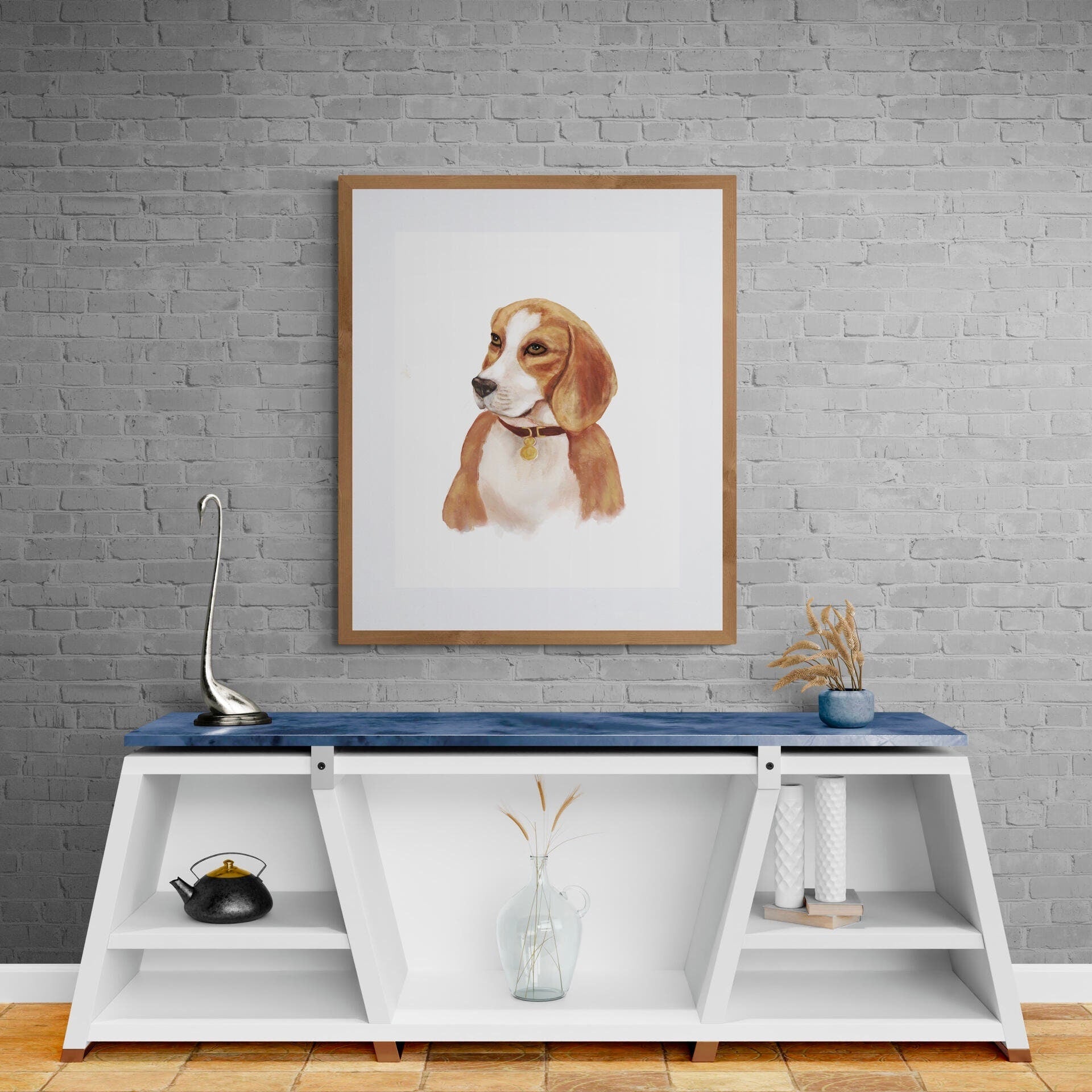 Beagle Dog Portrait Print - MerikaArt